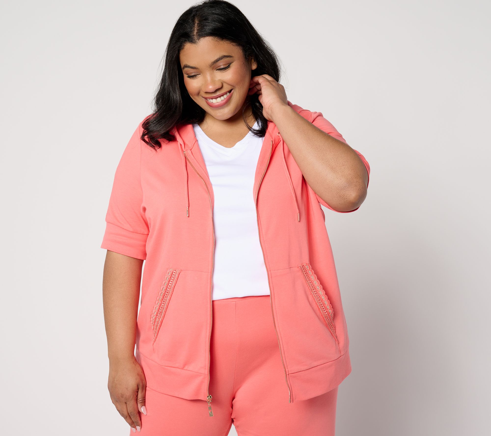 "As Is" Belle Beach by Kim Gravel French Terry Short Sleeve Hoodie