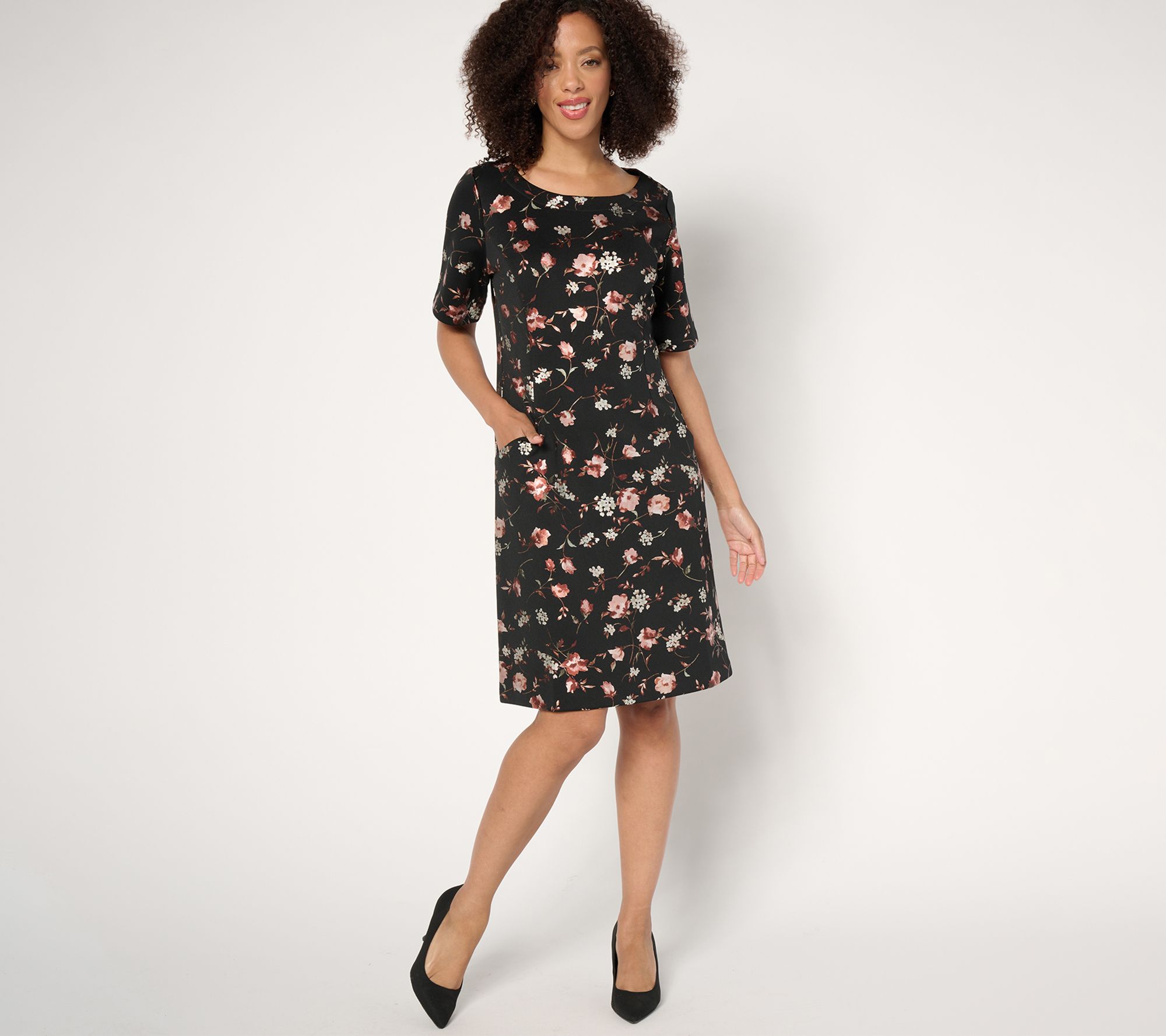 Isaac Mizrahi Live! Regular Scuba Foil Printed Shift Dress