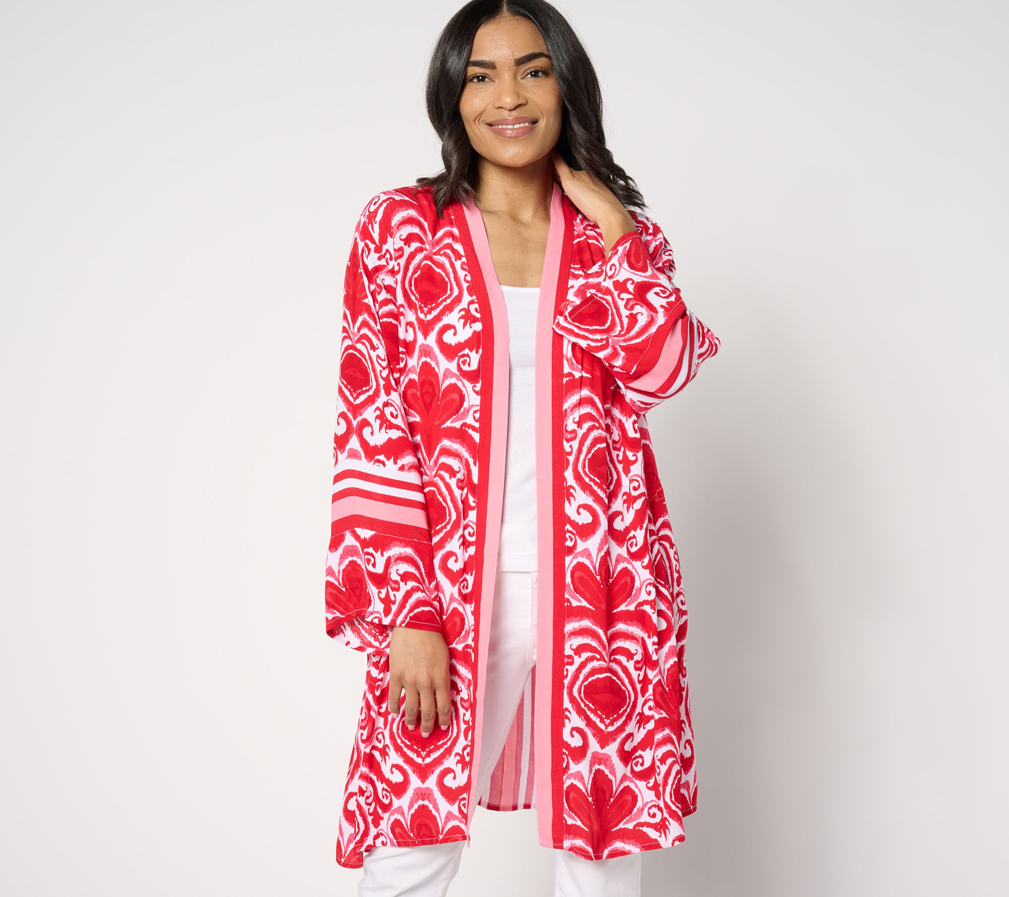 "As Is" Dennis Basso Printed Rayon Crepe Topper