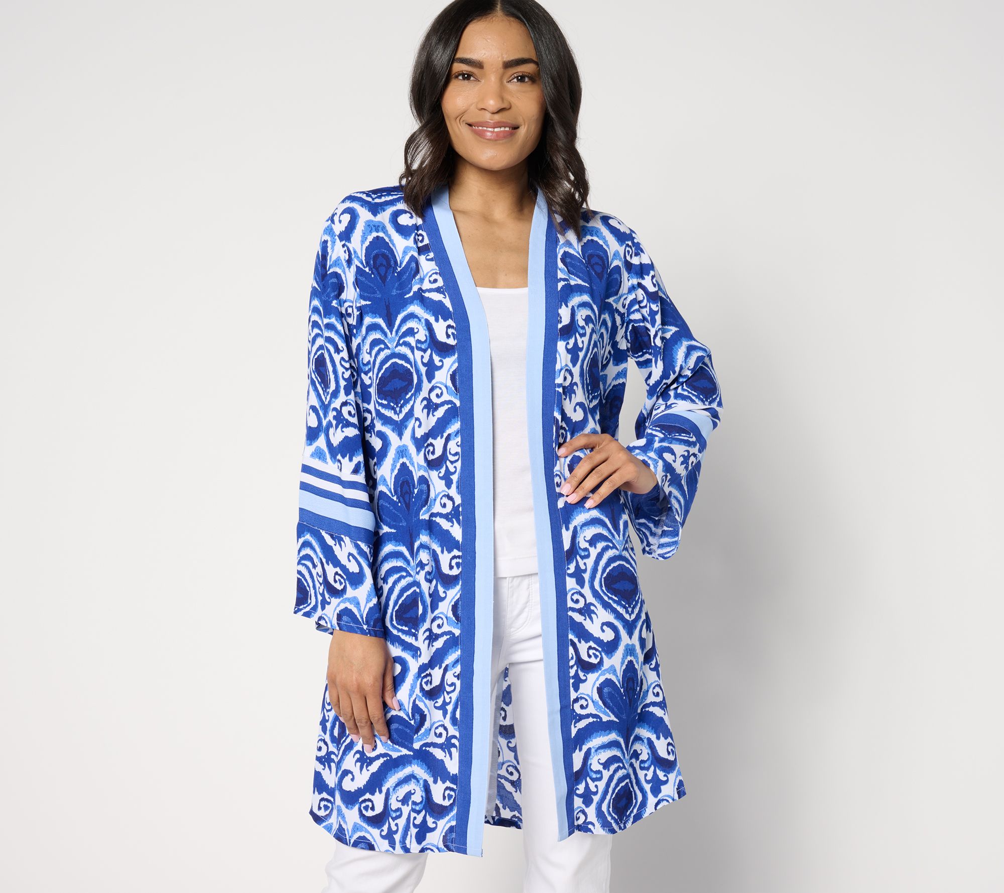 "As Is" Dennis Basso Printed Rayon Crepe Topper