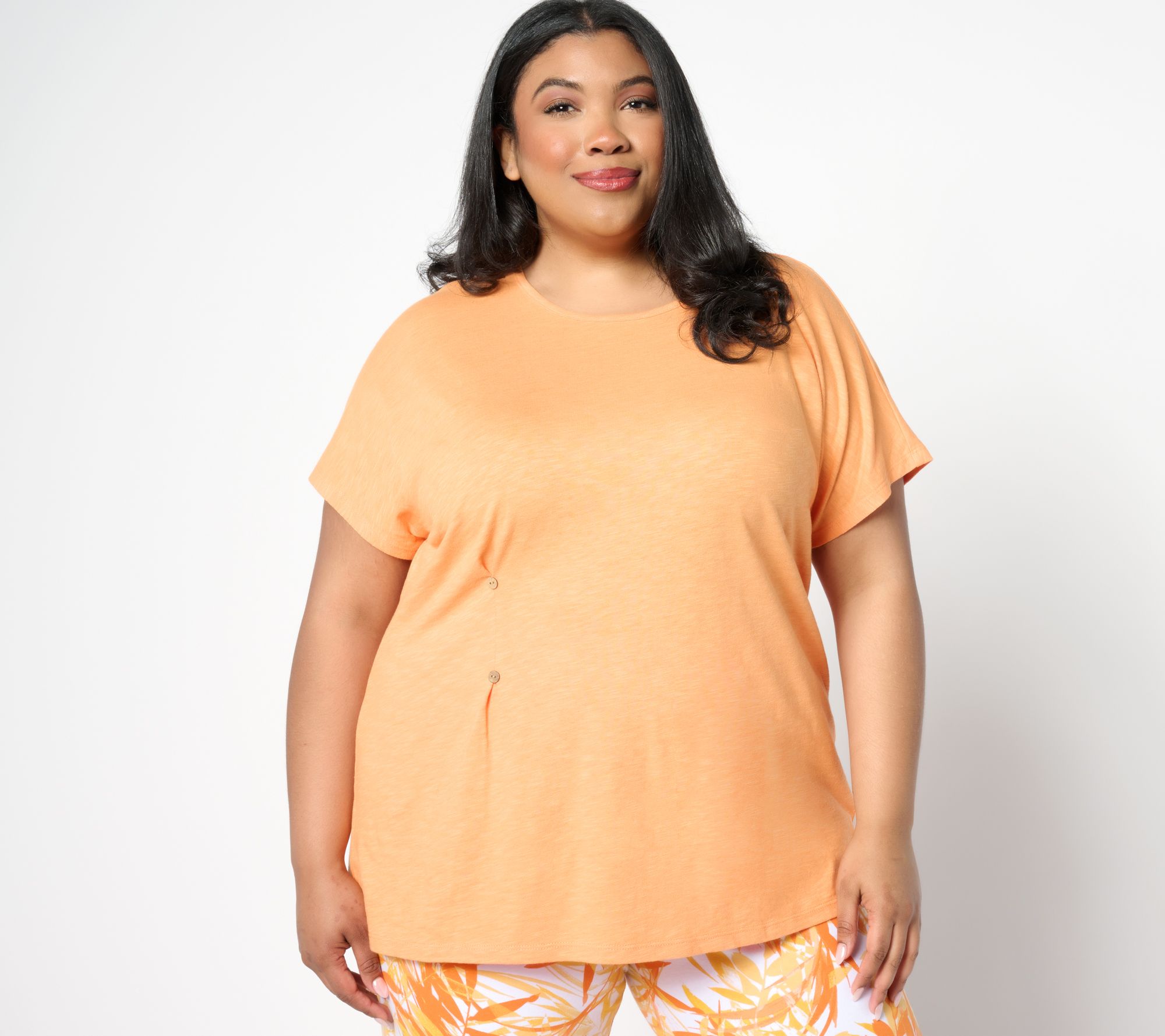 "As Is" Denim & Co. Petite Linen Blend Dolman Sleeve Tunic