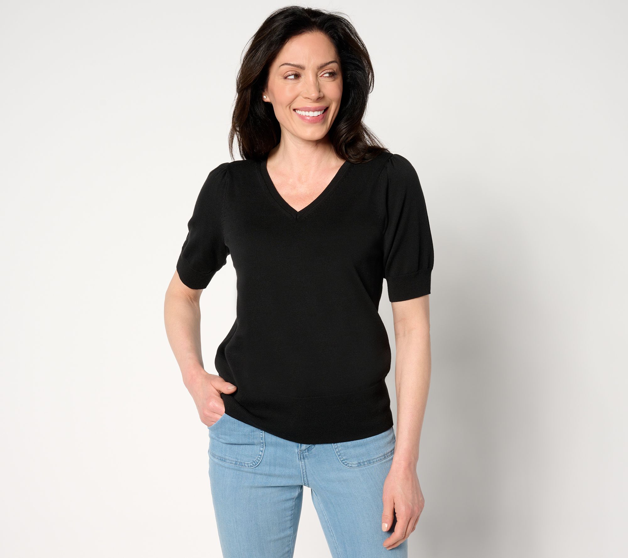 "As Is" Belle by Kim Gravel Short Puff Sleeve Summer Sweater
