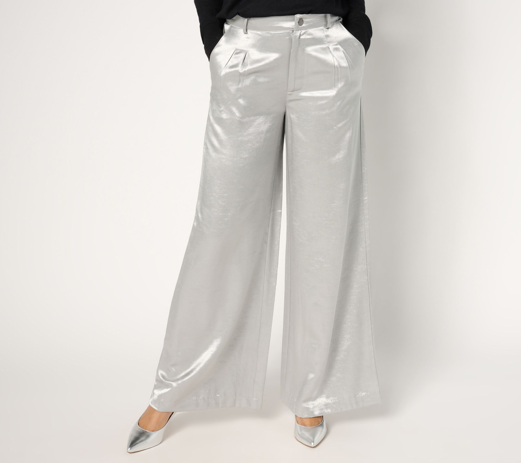 Peace Love World Black Label Regular Shiny Wide Leg Trouser