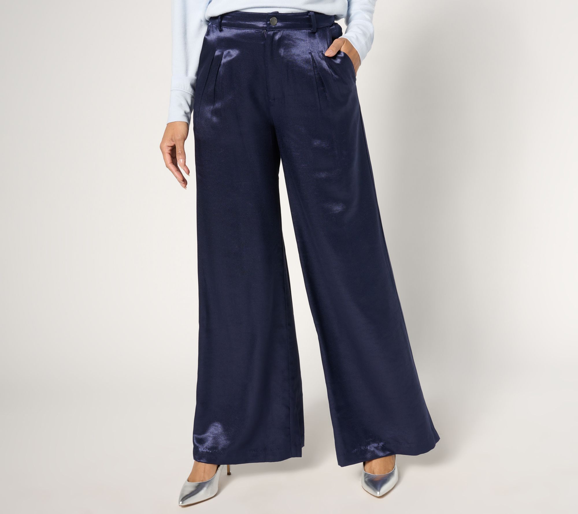 Peace Love World Black Label Regular Shiny Wide Leg Trouser