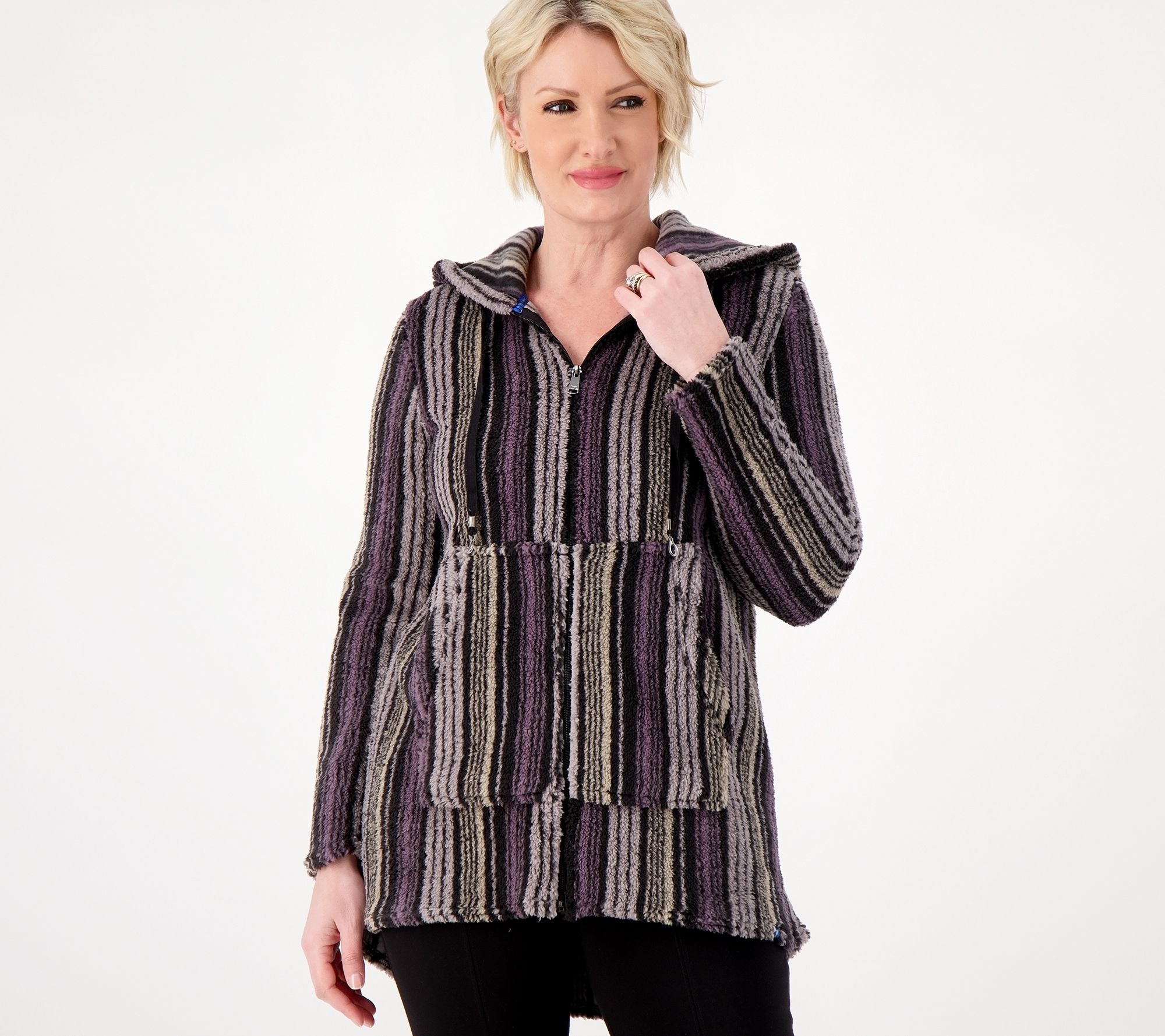 Lug Lounge Snuggle Zipper Cardigan with Eyeglass Holder - Echo