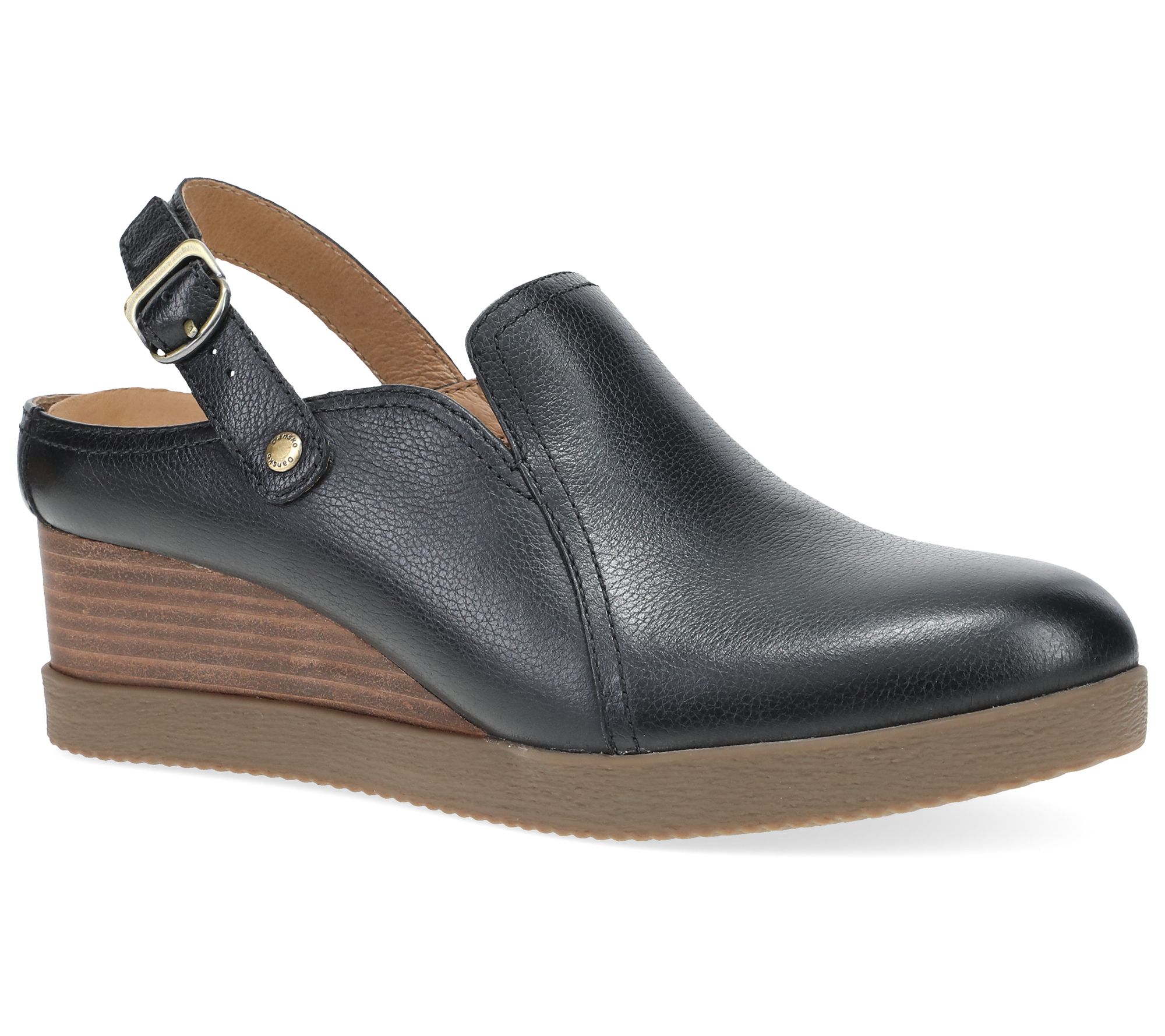 Dansko Black Waterproof Milled Leather Wedge- S heridan