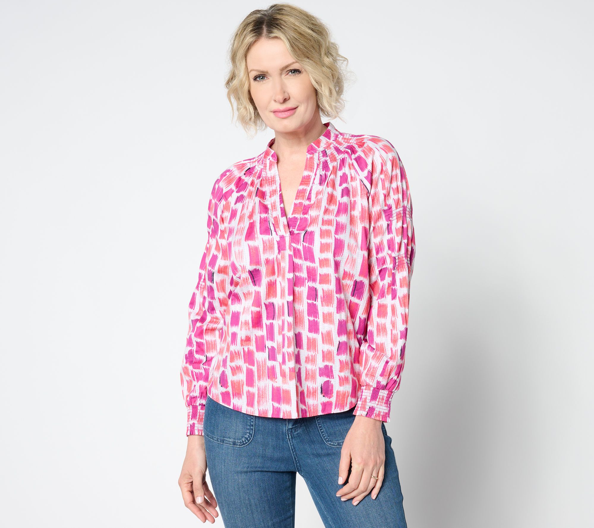 As Is NIC+ZOE Printed Brushstrokes Woven Top