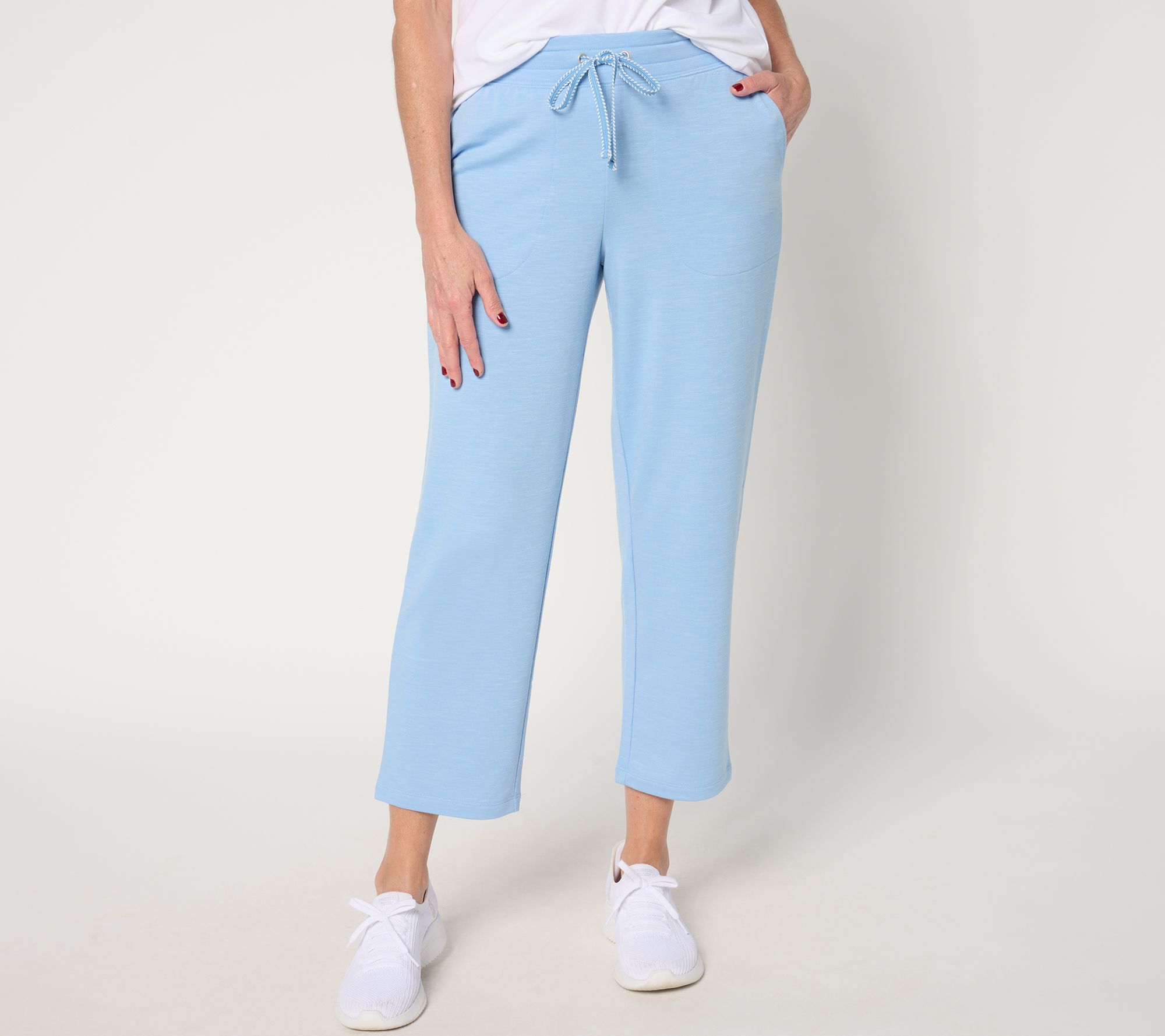 Denim & Co. Active Petite Soft Blend Knit Straight Leg Crop Pant