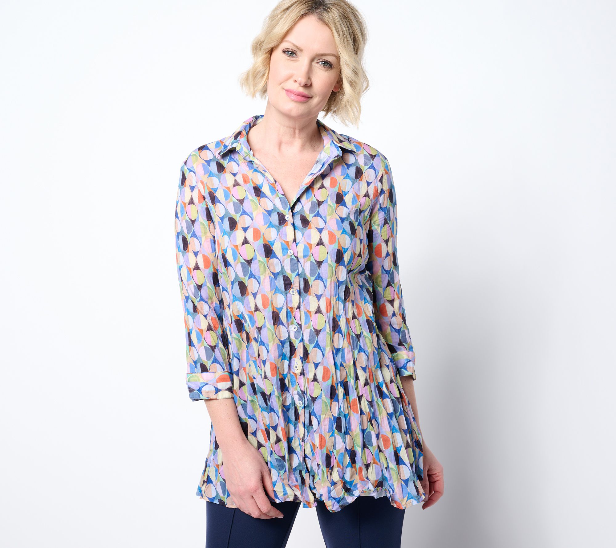 NIC+ZOE Long Crinkle Shirt - QVC.com