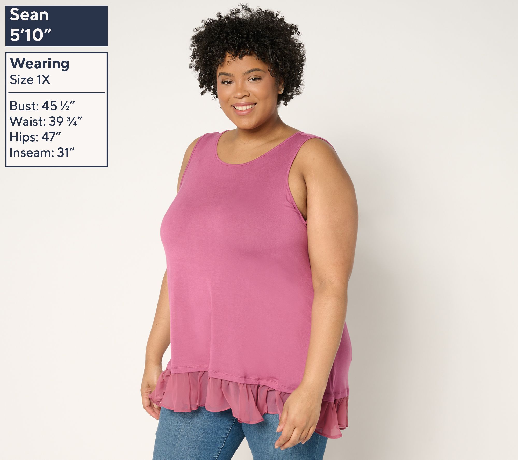 LOGO Layers by Lori Goldstein Knit Tank with Hi-Low Chiffon