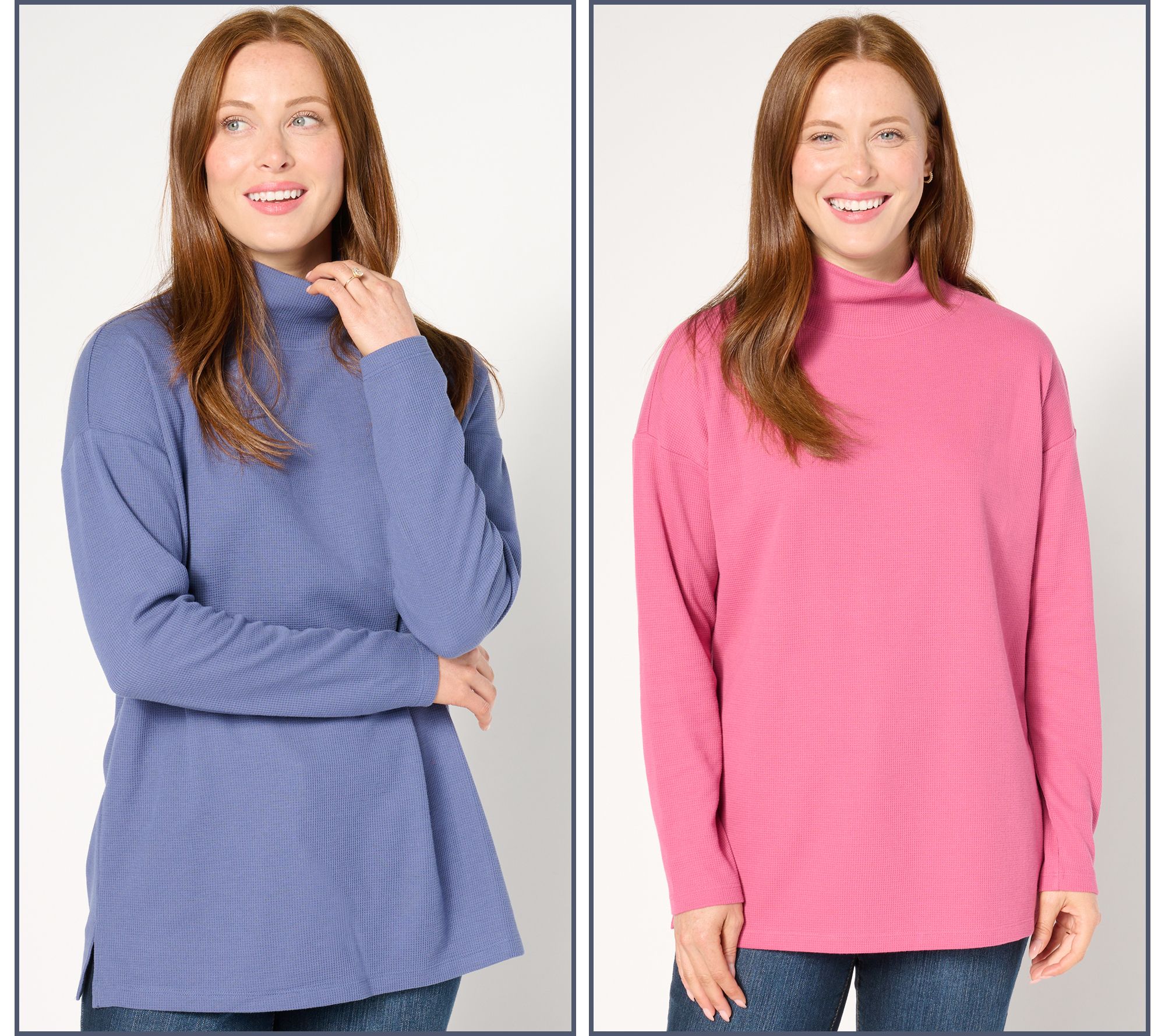 "As Is" Denim & Co. Essentials Regular 2-Pack Mock Neck Tunics