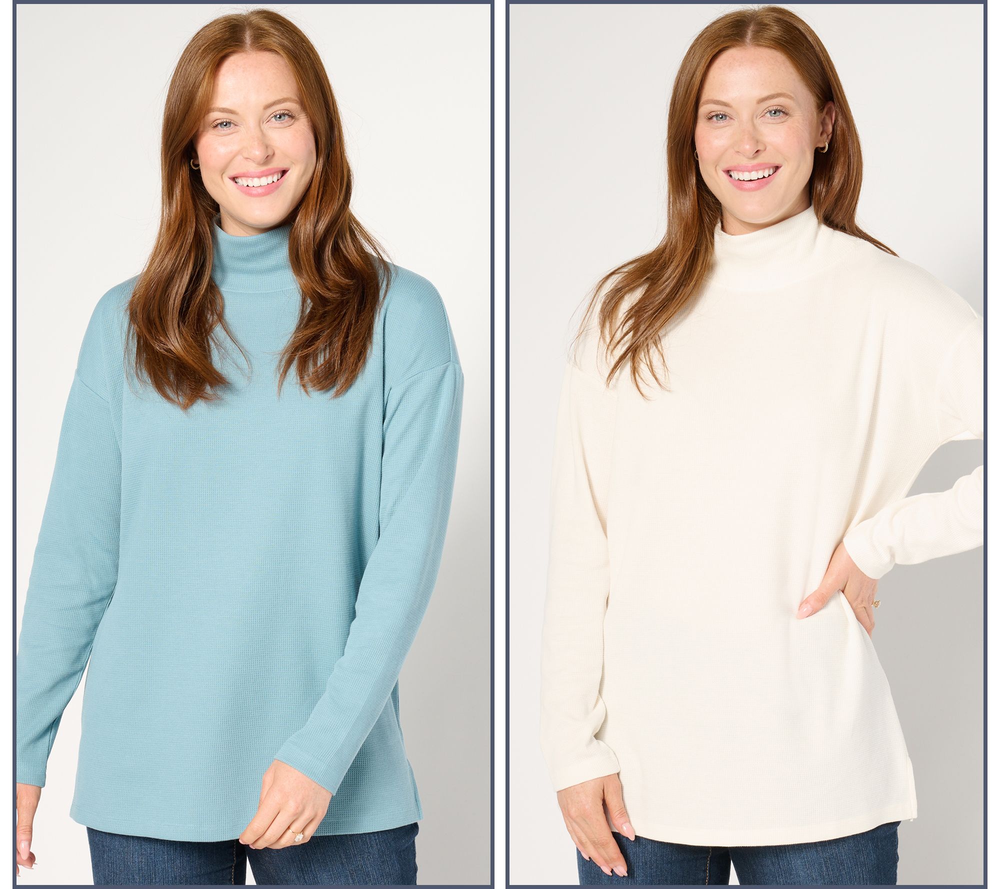 "As Is" Denim & Co. Essentials Regular 2-Pack Mock Neck Tunics