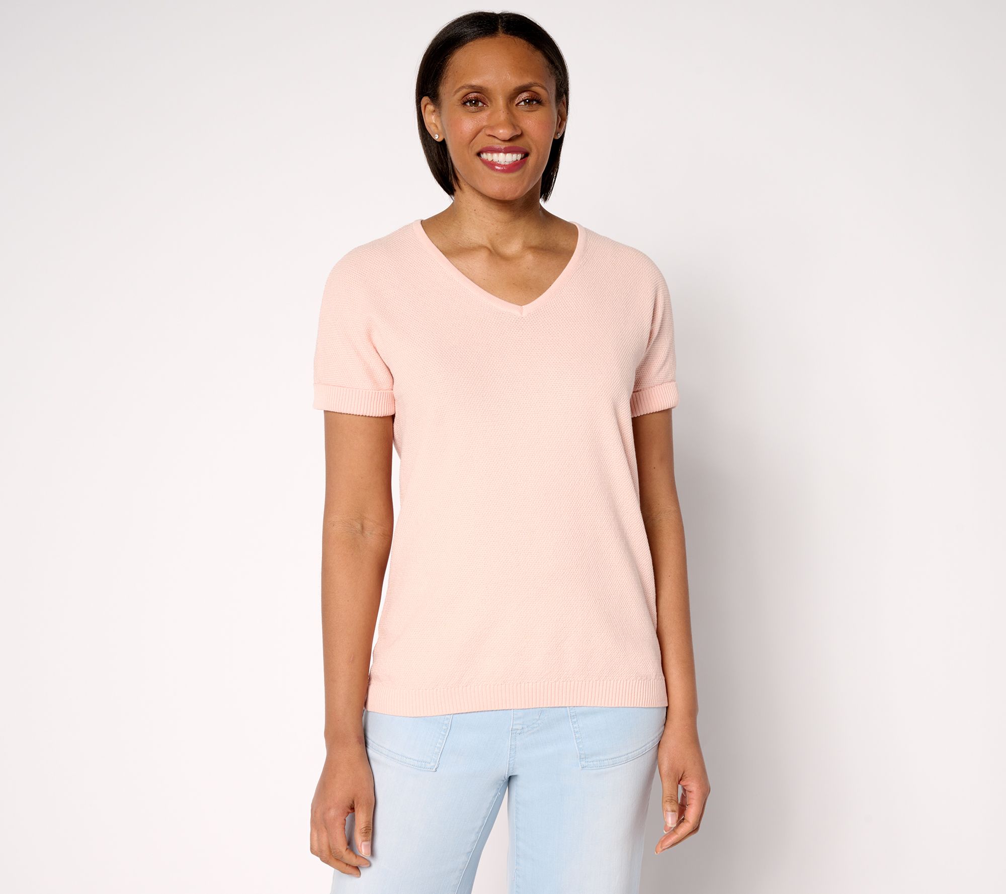 Belle by Kim Gravel Harbor Island Short Sleeve Cuffed Sweater