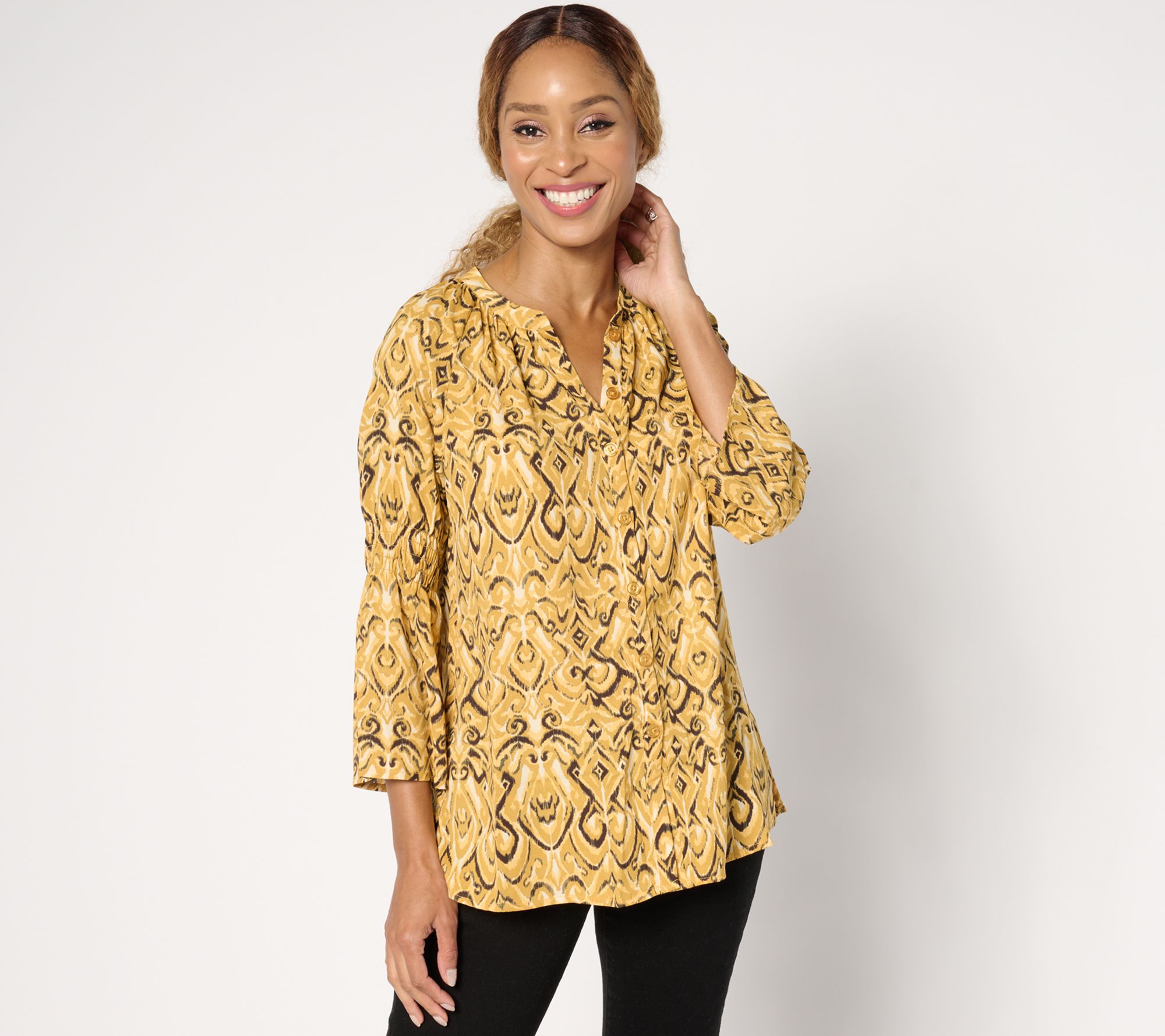 "As Is" Belle by Kim Gravel Falling for Filigree Button Front Blouse