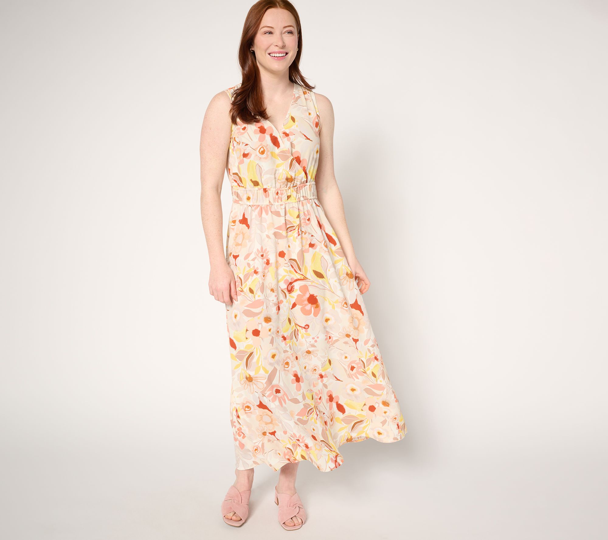 Susan Graver Petite Printed St. Tropez Maxi Dress