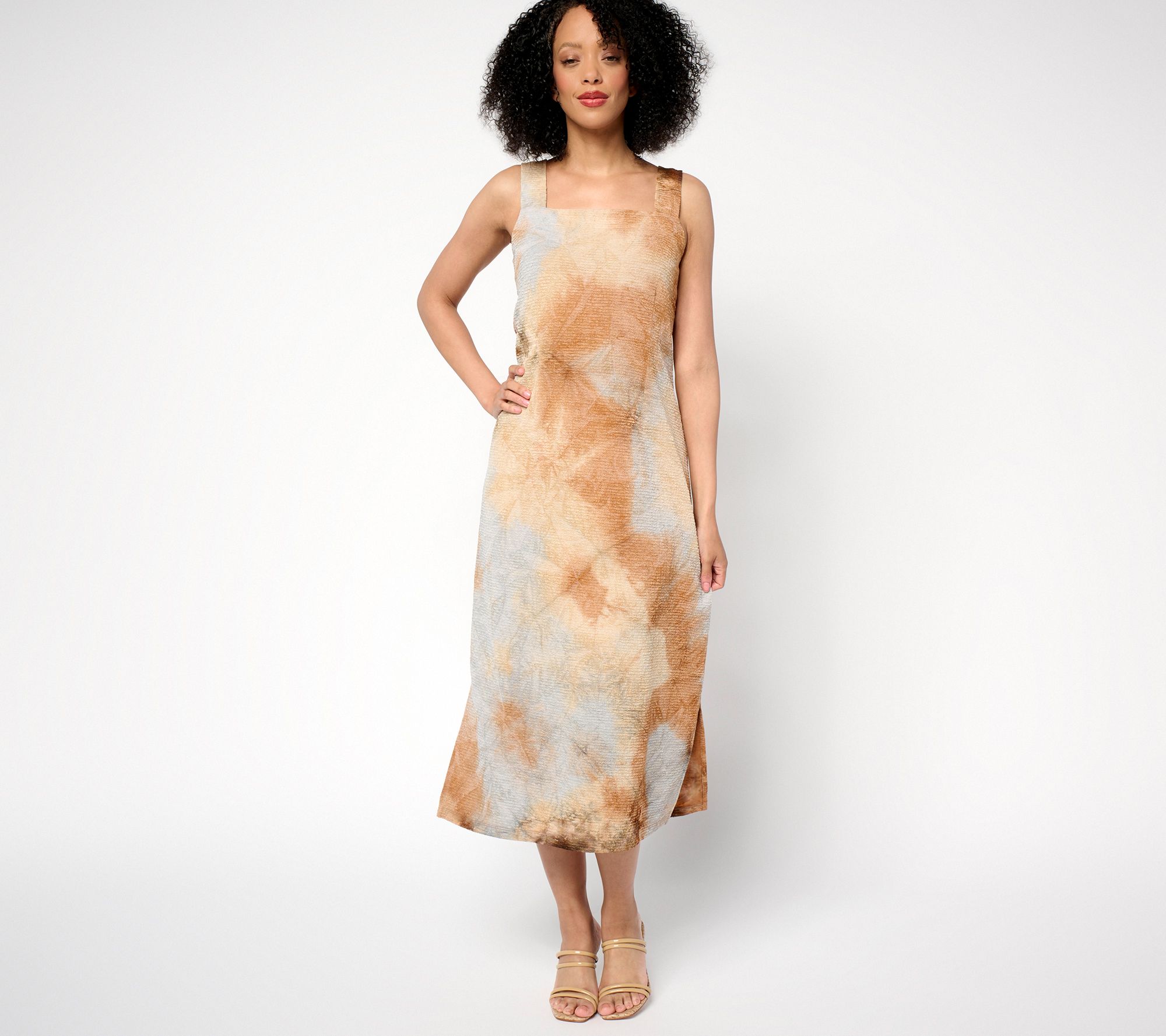 Attitudes by Renee Regular Textured Knit Tie Dye Midi Dress