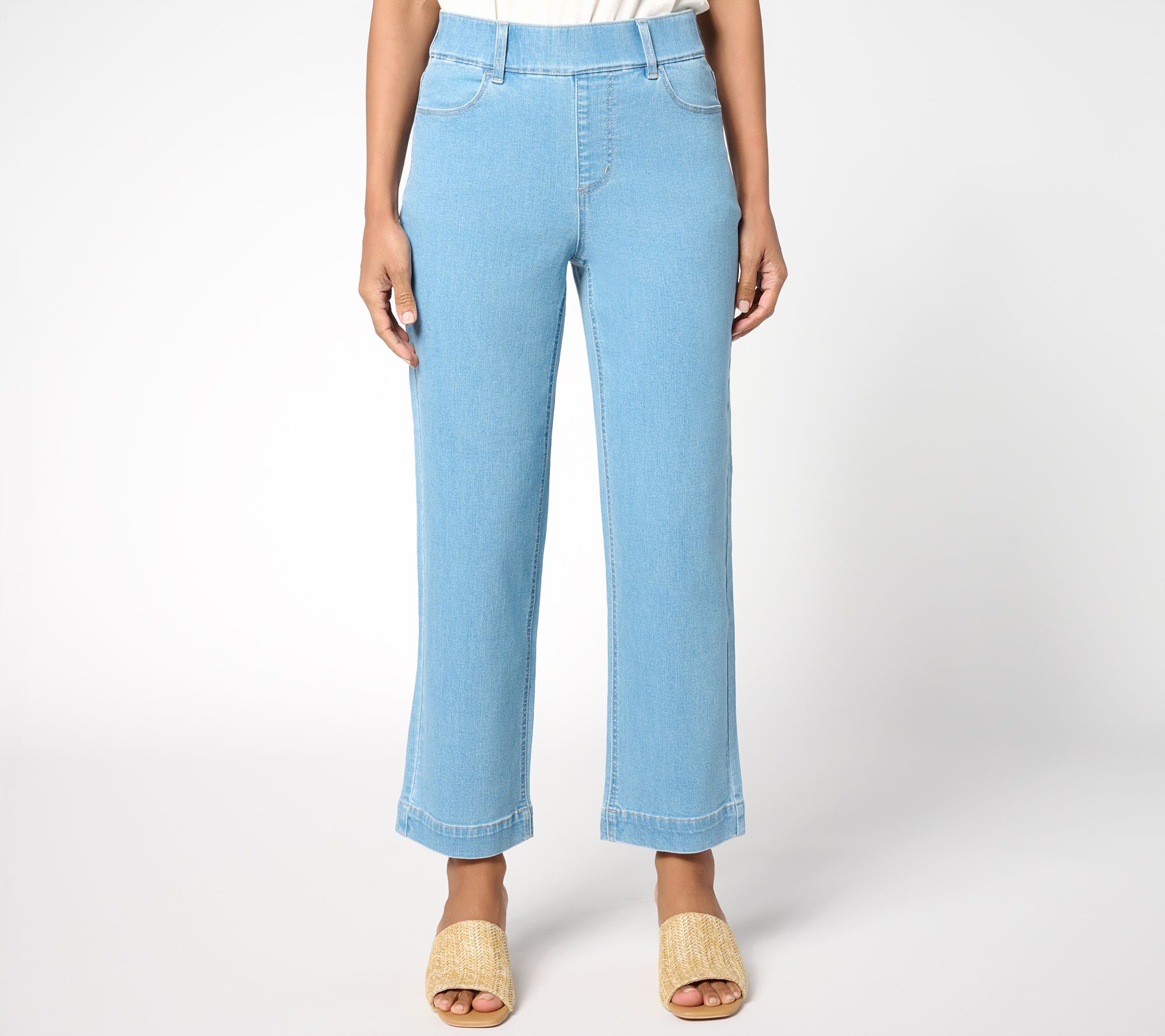 Susan Graver Petite Stretch Denim Pull-On Full Leg Ankle Jean