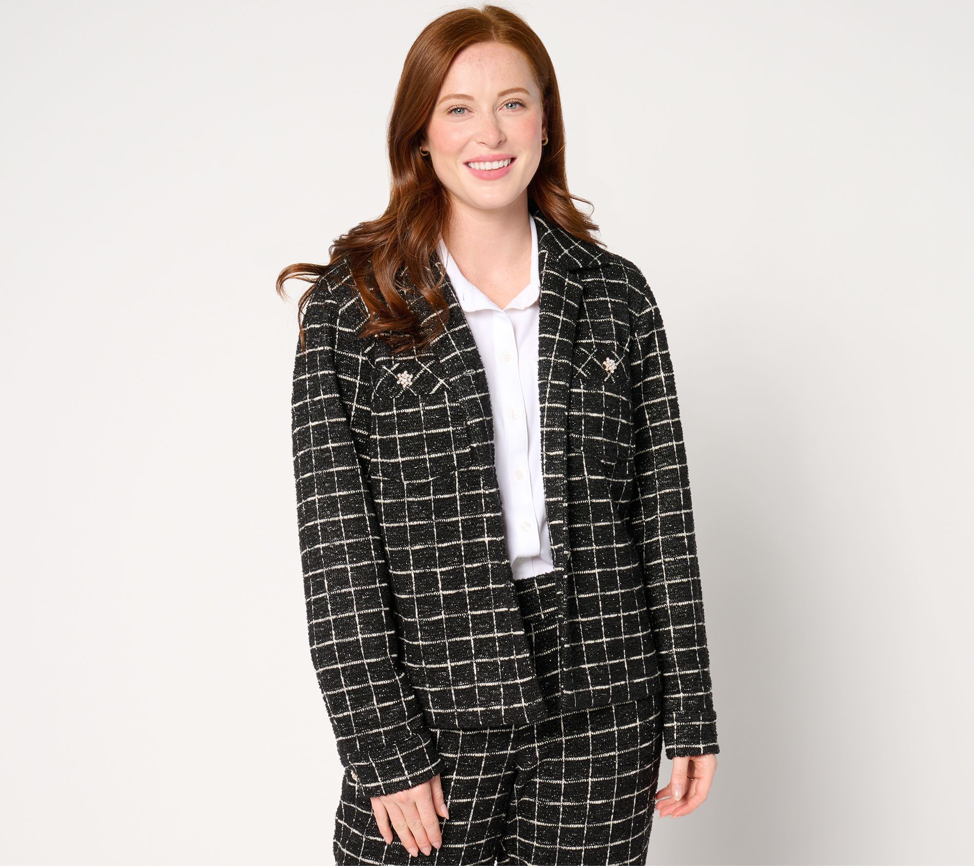 "As Is" Dennis Basso Textured Knit Boucle Jacket with Sparkle