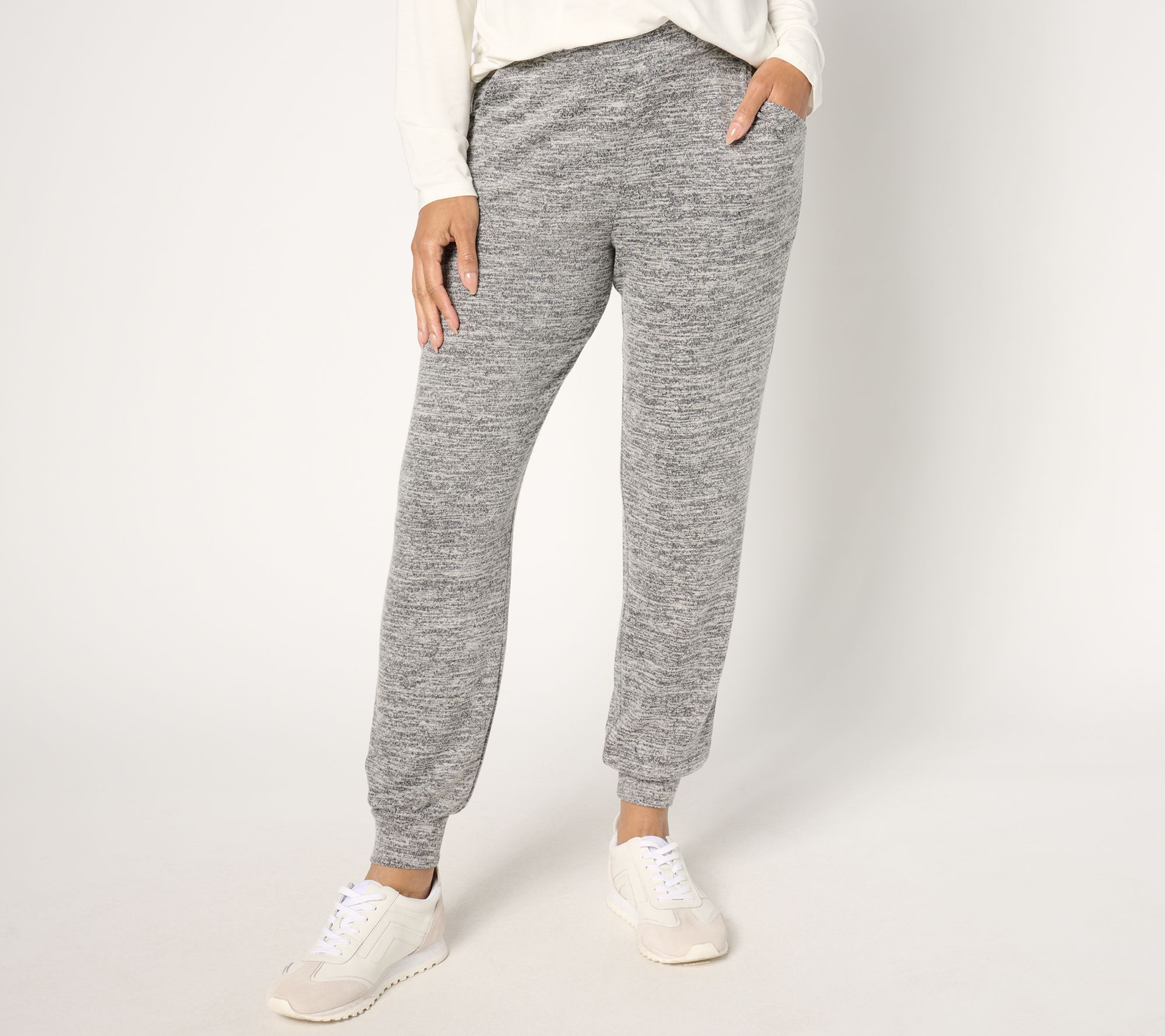 "As Is" AnyBody Regular Hacci Joggers with Crossover Waistband