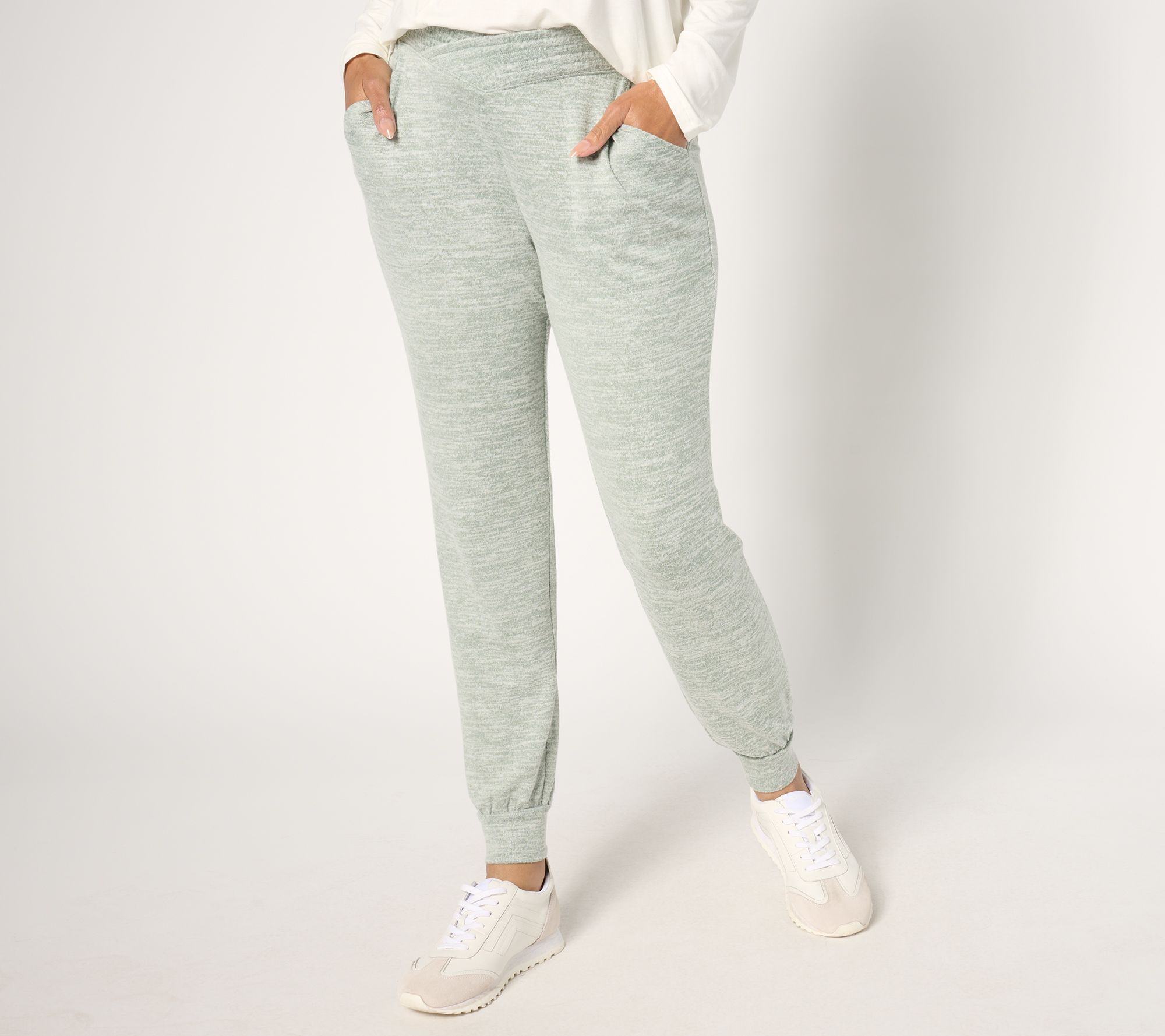 "As Is" AnyBody Regular Hacci Joggers with Crossover Waistband