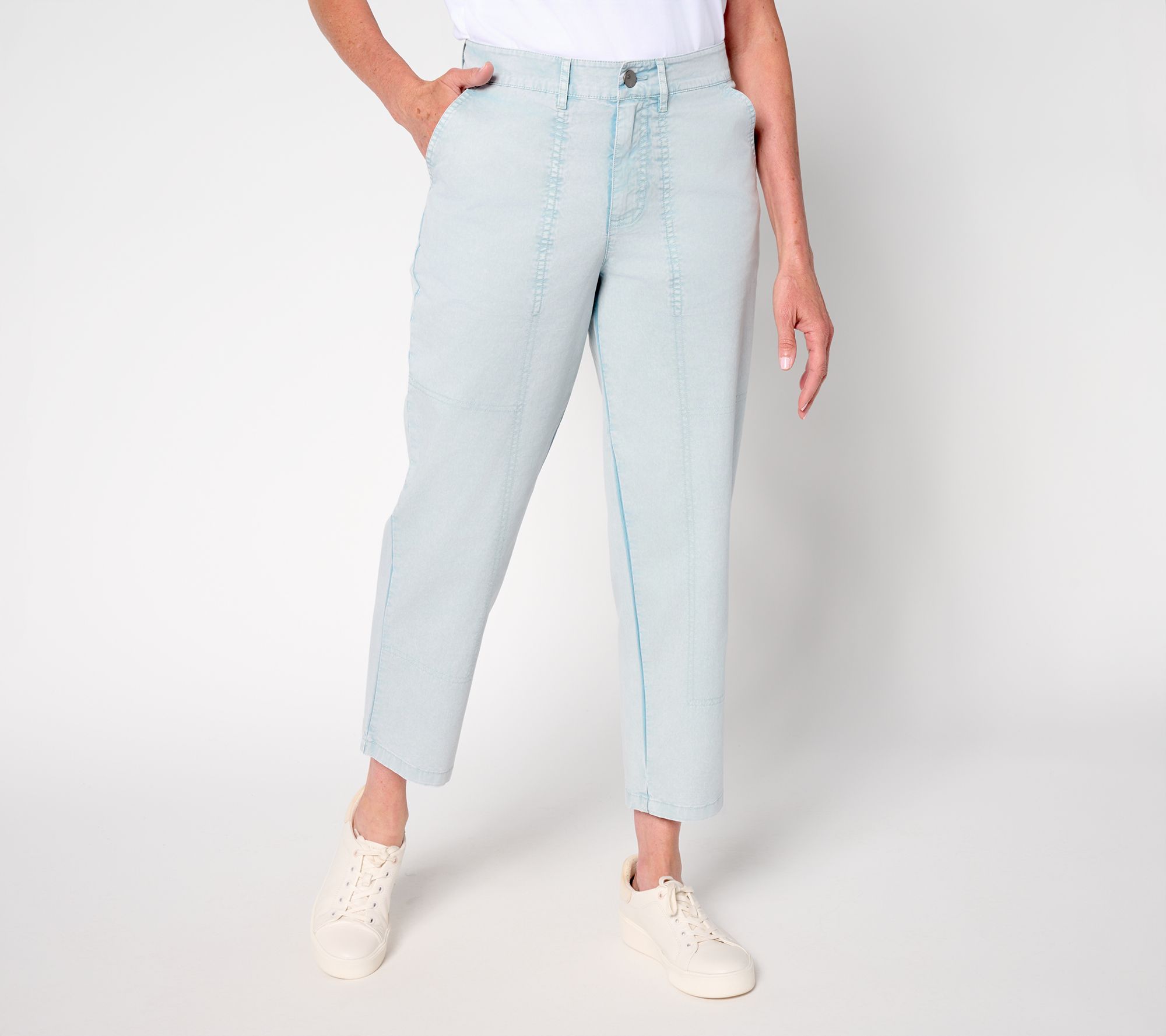 LOGO by Lori Goldstein Regular Stone Wash Cropped Pants