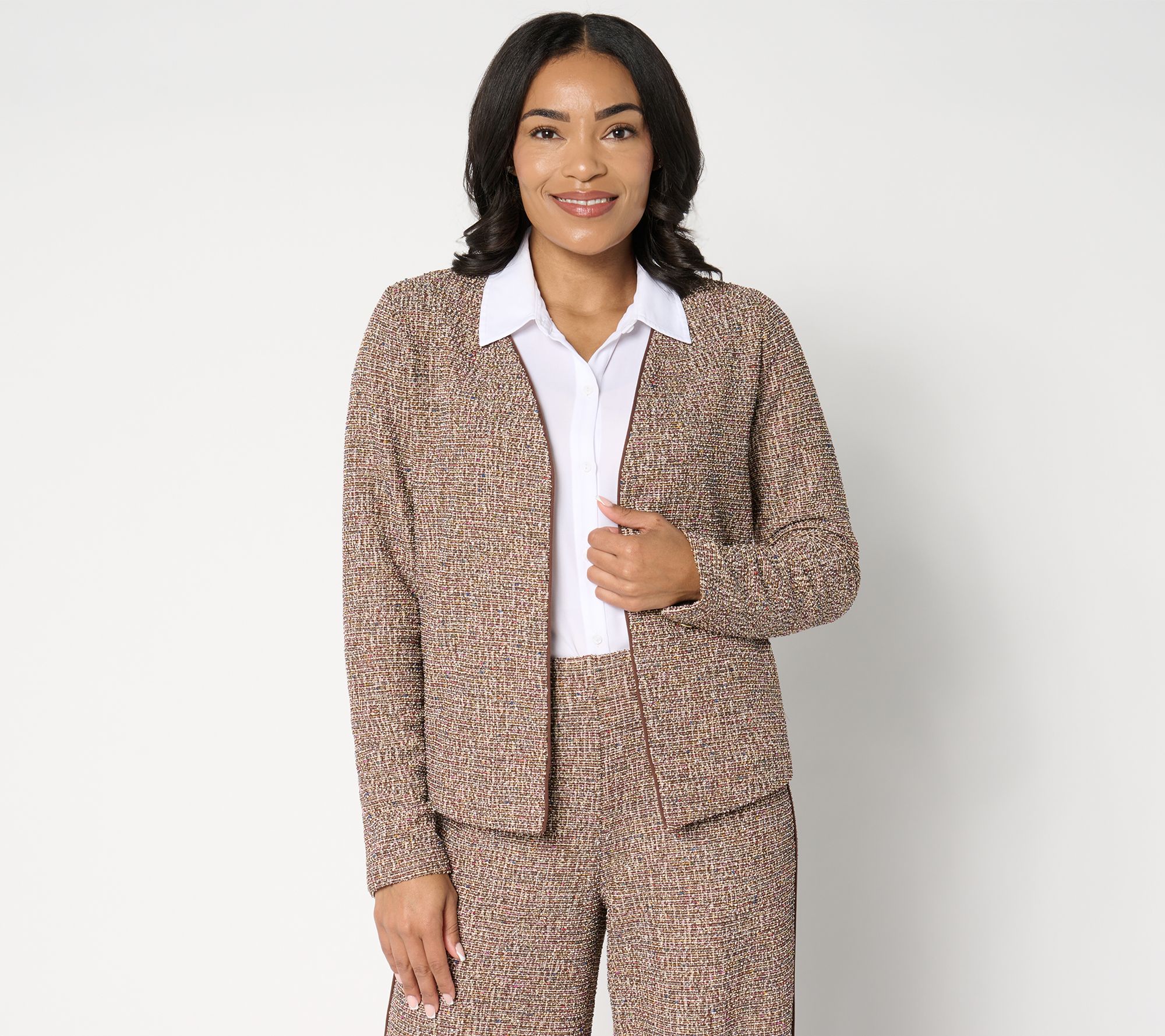 "As Is" Isaac Mizrahi Live! Jacquard Open Front Cardigan