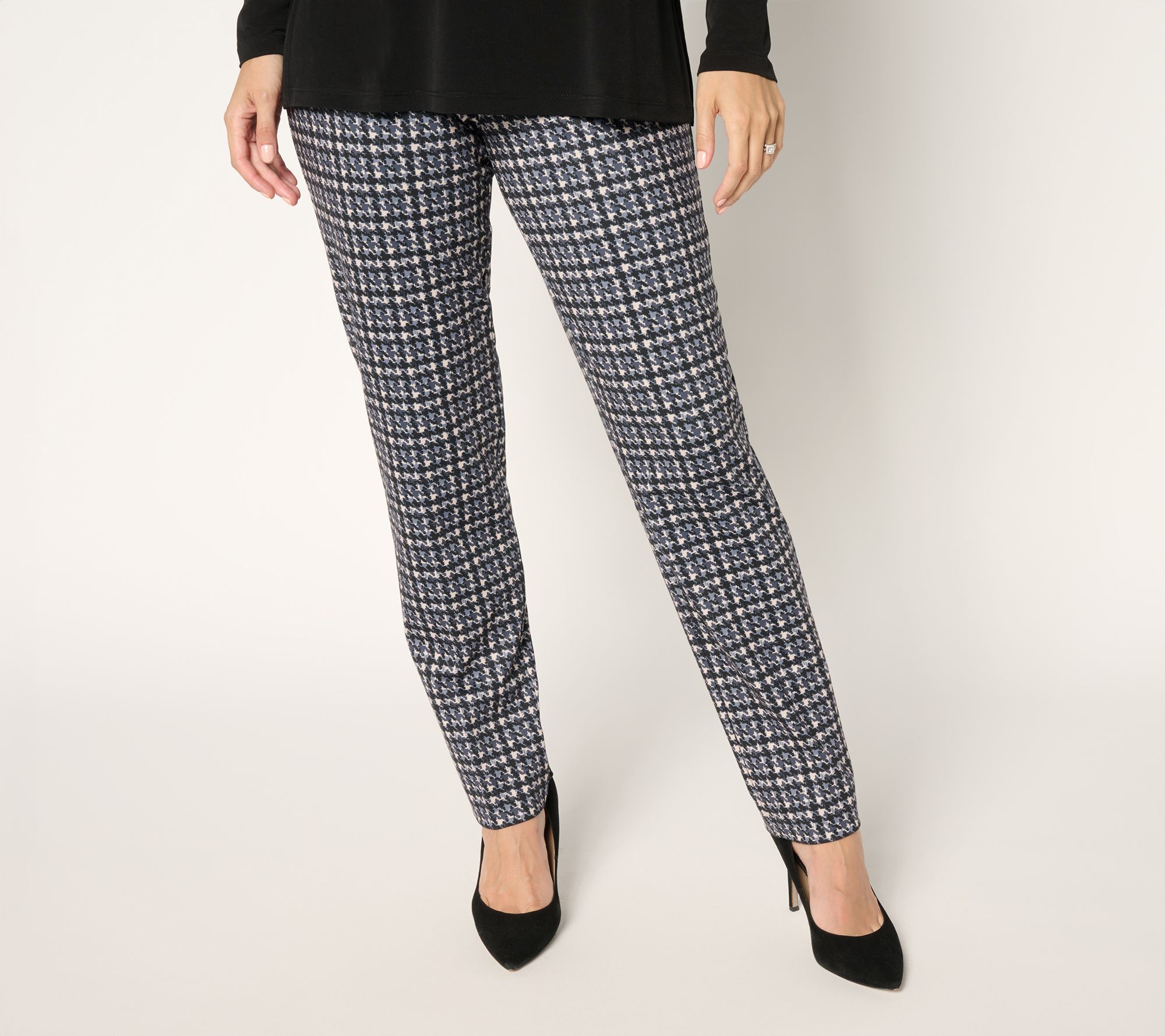 Susan Graver Regular Printed Ponte Straight Leg Pull -On Pants
