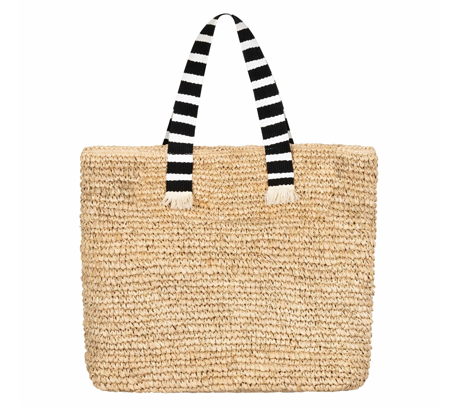 Sunshine Tienda Woven Strap Cotton-Lined Raffia  Large Tote