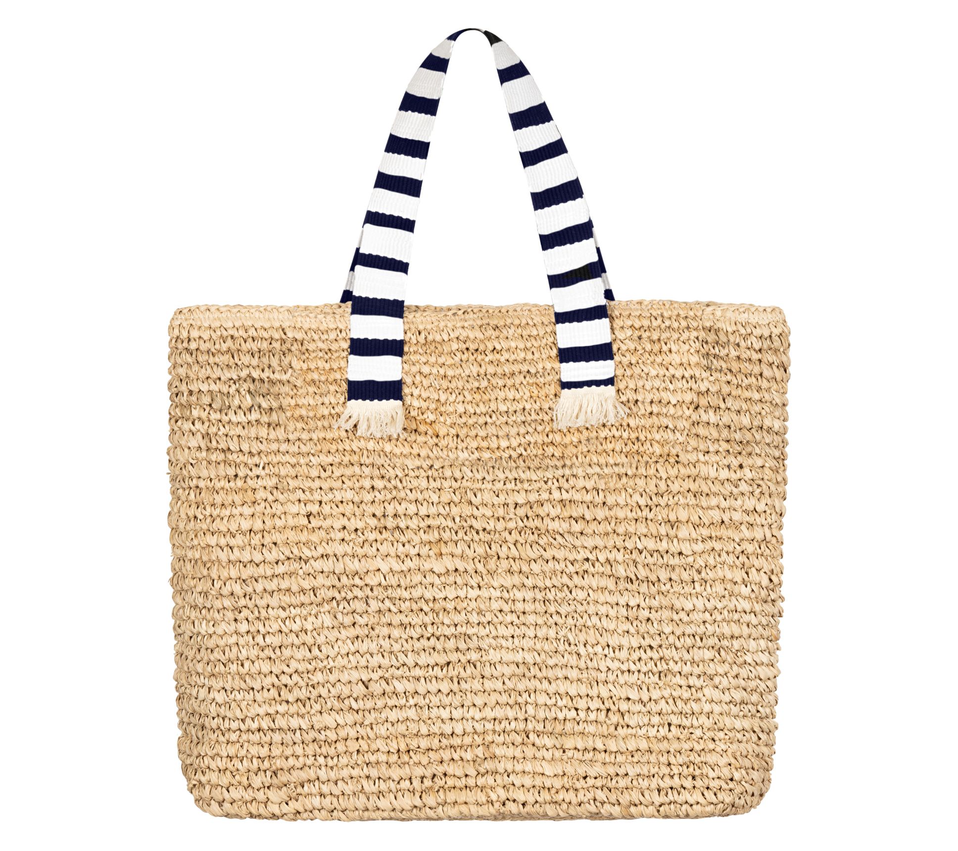 Sunshine Tienda Woven Strap Cotton-Lined Raffia  Large Tote