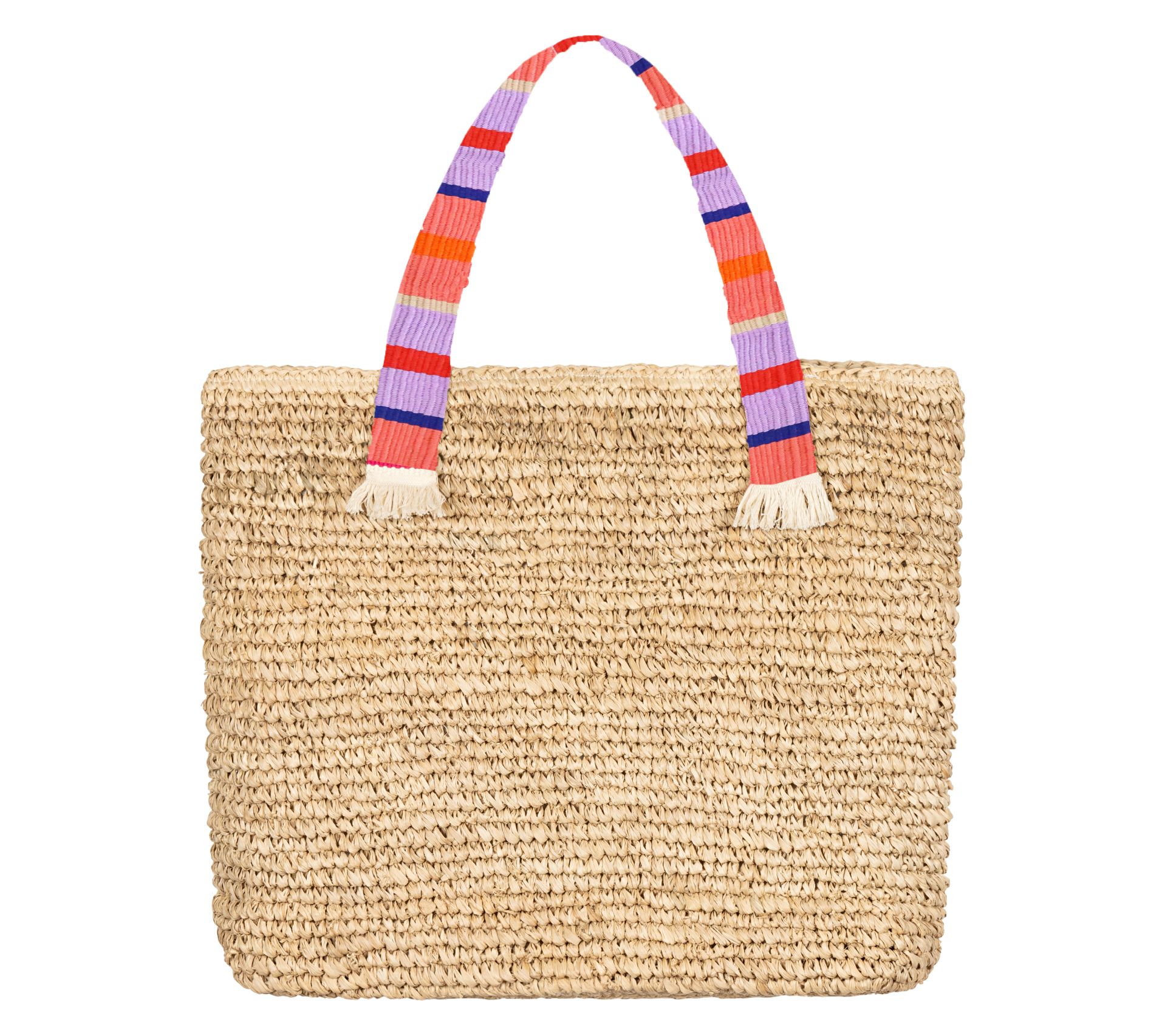Sunshine Tienda Woven Strap Cotton-Lined Raffia  Large Tote