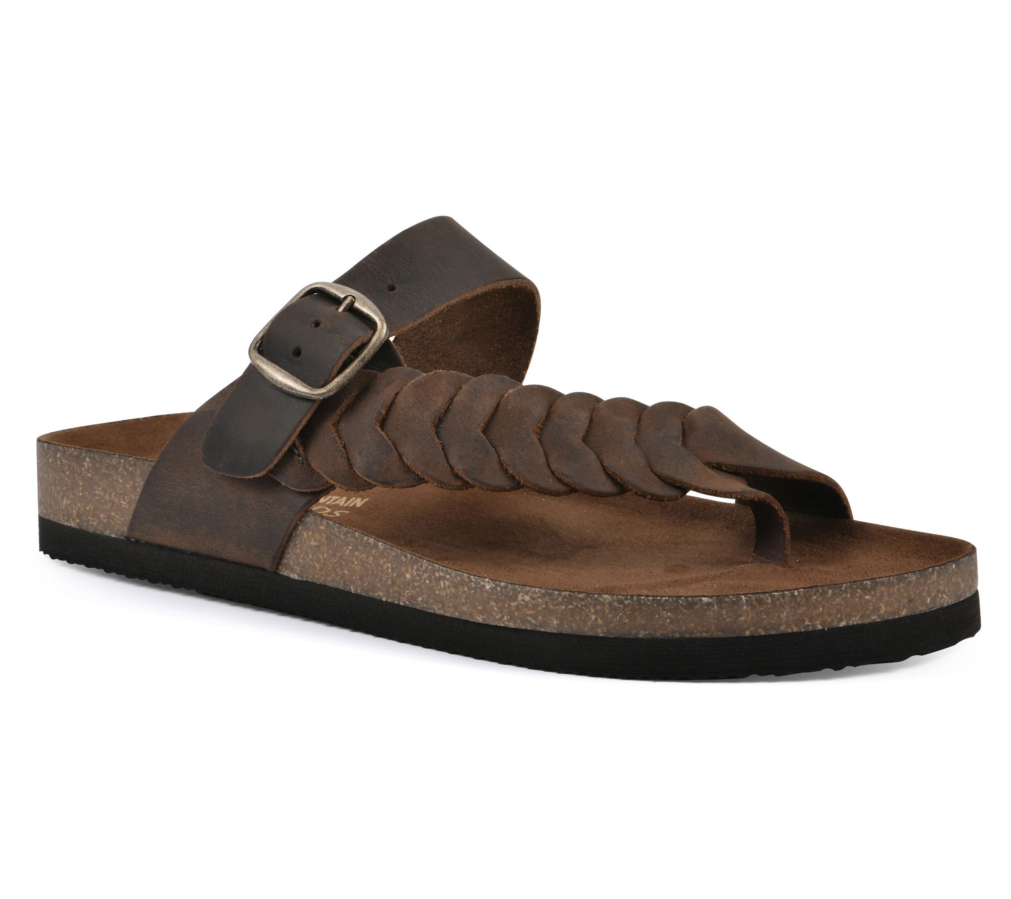 White Mountain Leather Footbeds Sandals - Happier
