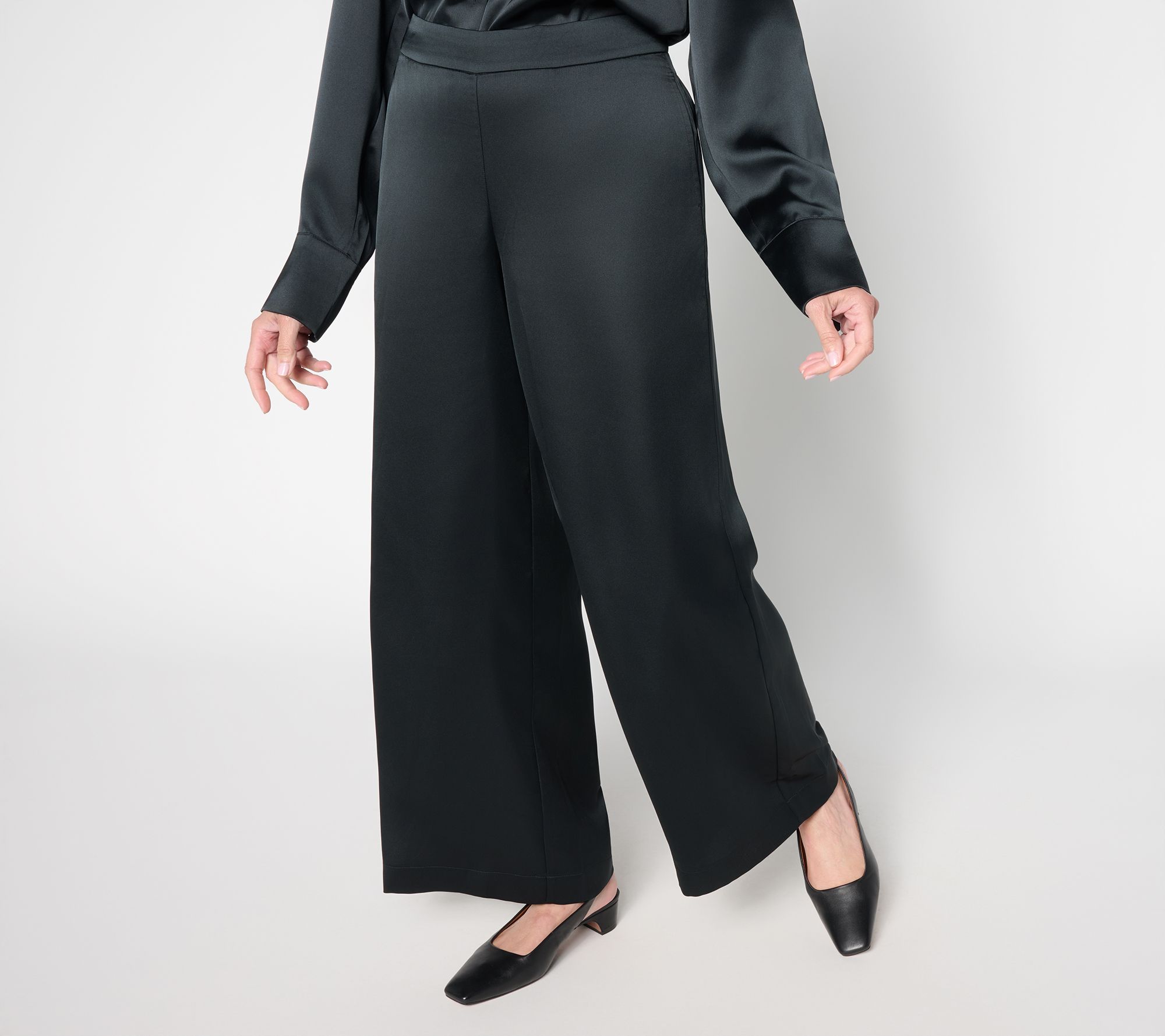 BEAUTIFUL by Lawrence Zarian Petite Pull-On Wide Leg Satin Pant