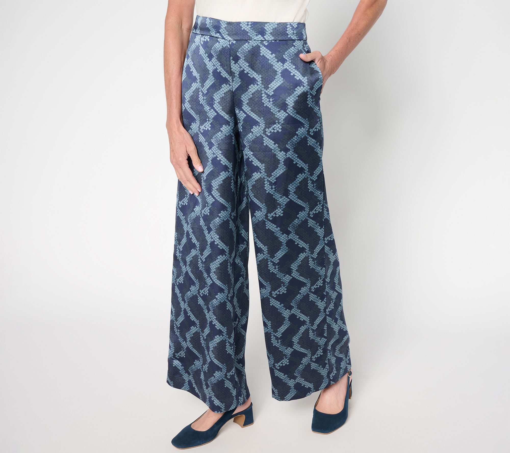 BEAUTIFUL by Lawrence Zarian Petite Pull-On Wide Leg Satin Pant