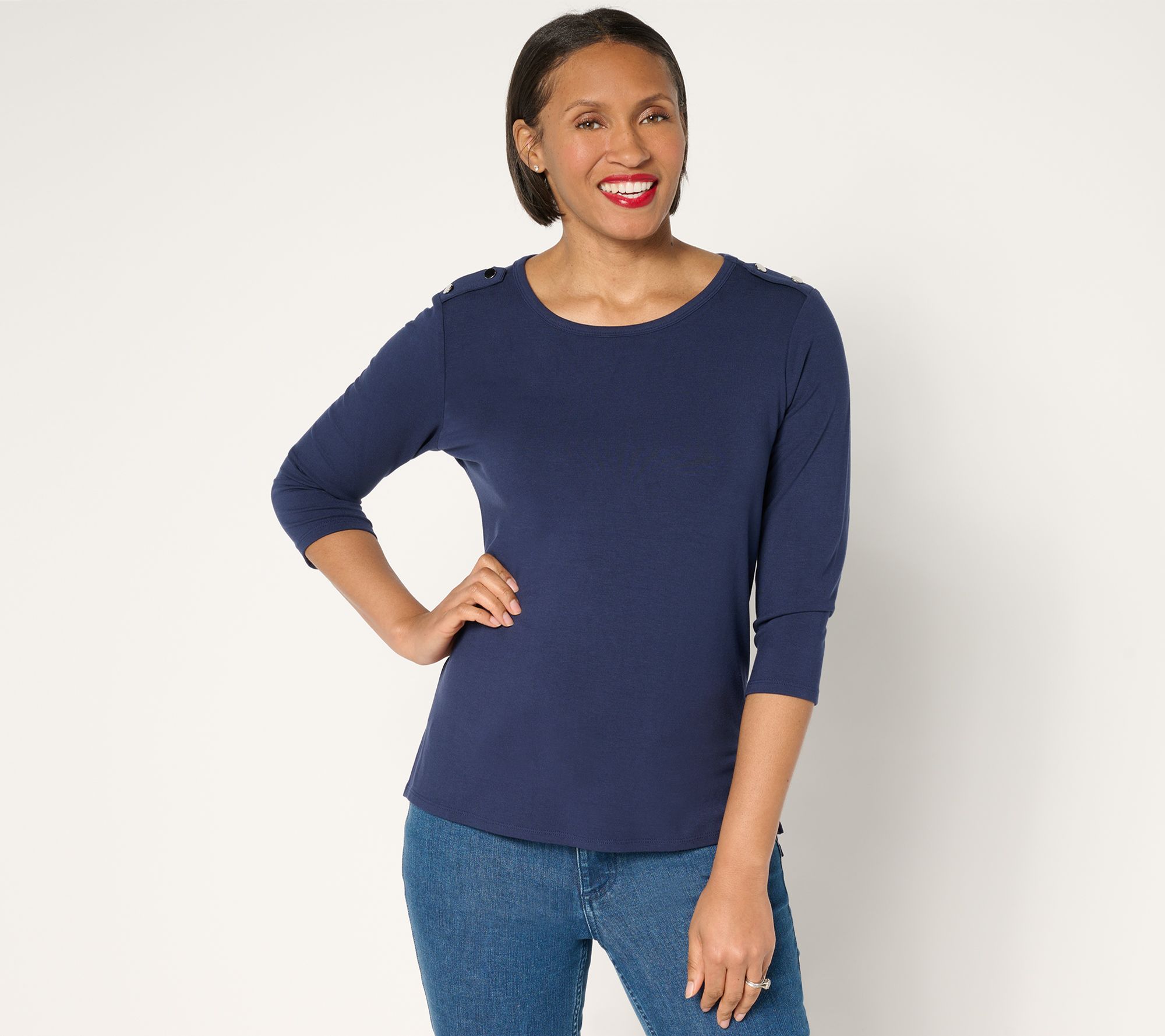 "As Is" BEAUTIFUL by Lawrence Zarian 3/4 Sleeve Button Top