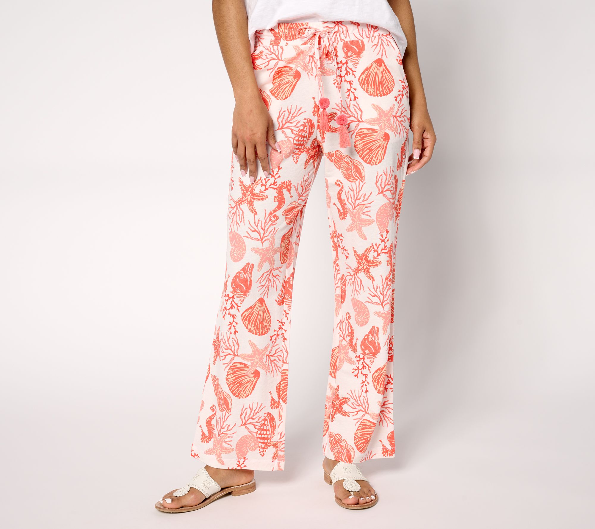 "As Is" Belle Beach by Kim Gravel Regular Cabana Knit Shell Pants