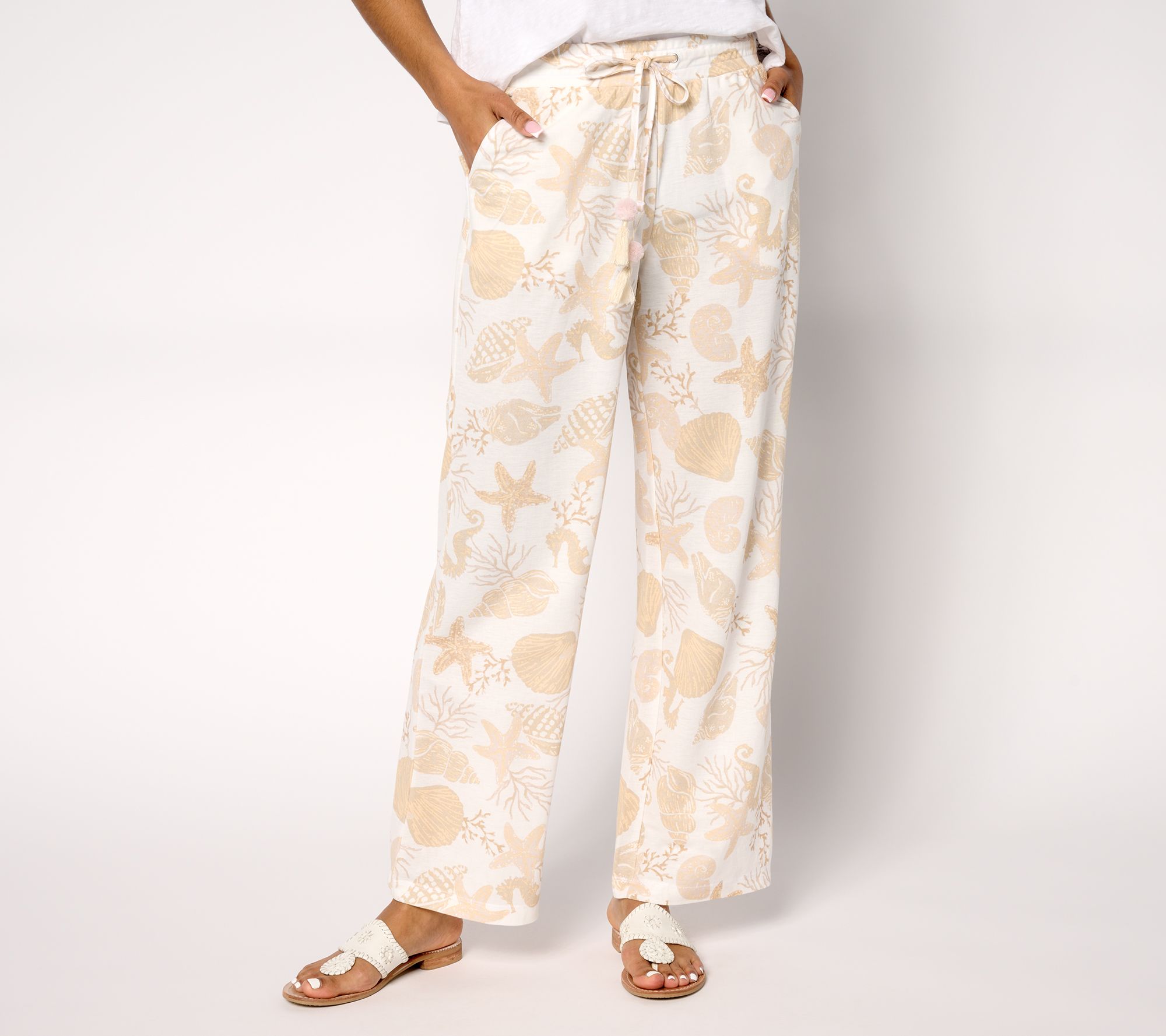 "As Is" Belle Beach by Kim Gravel Regular Cabana Knit Shell Pants