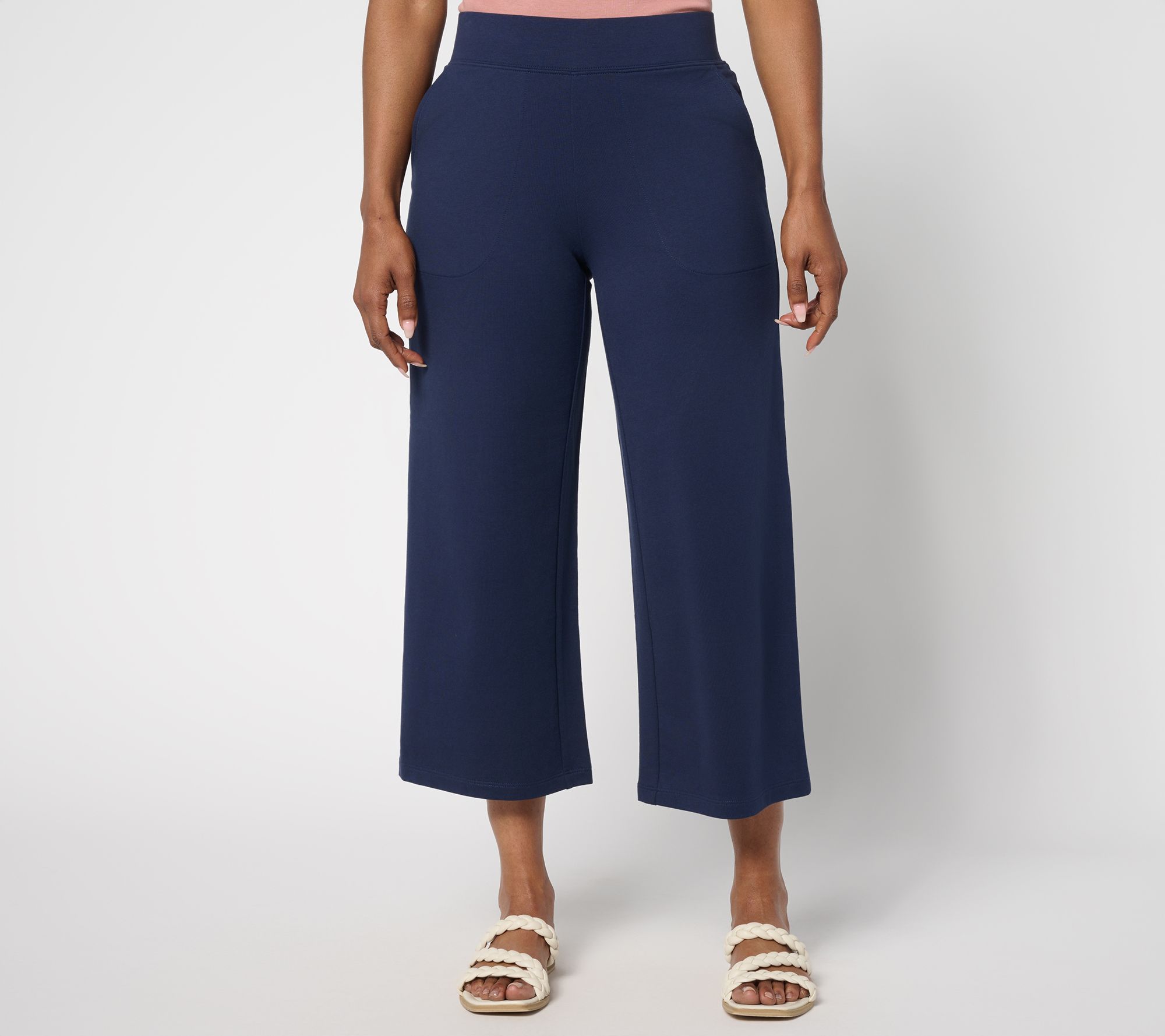"As Is" Denim & Co. Petite EasyWear French Terry Crop Pant