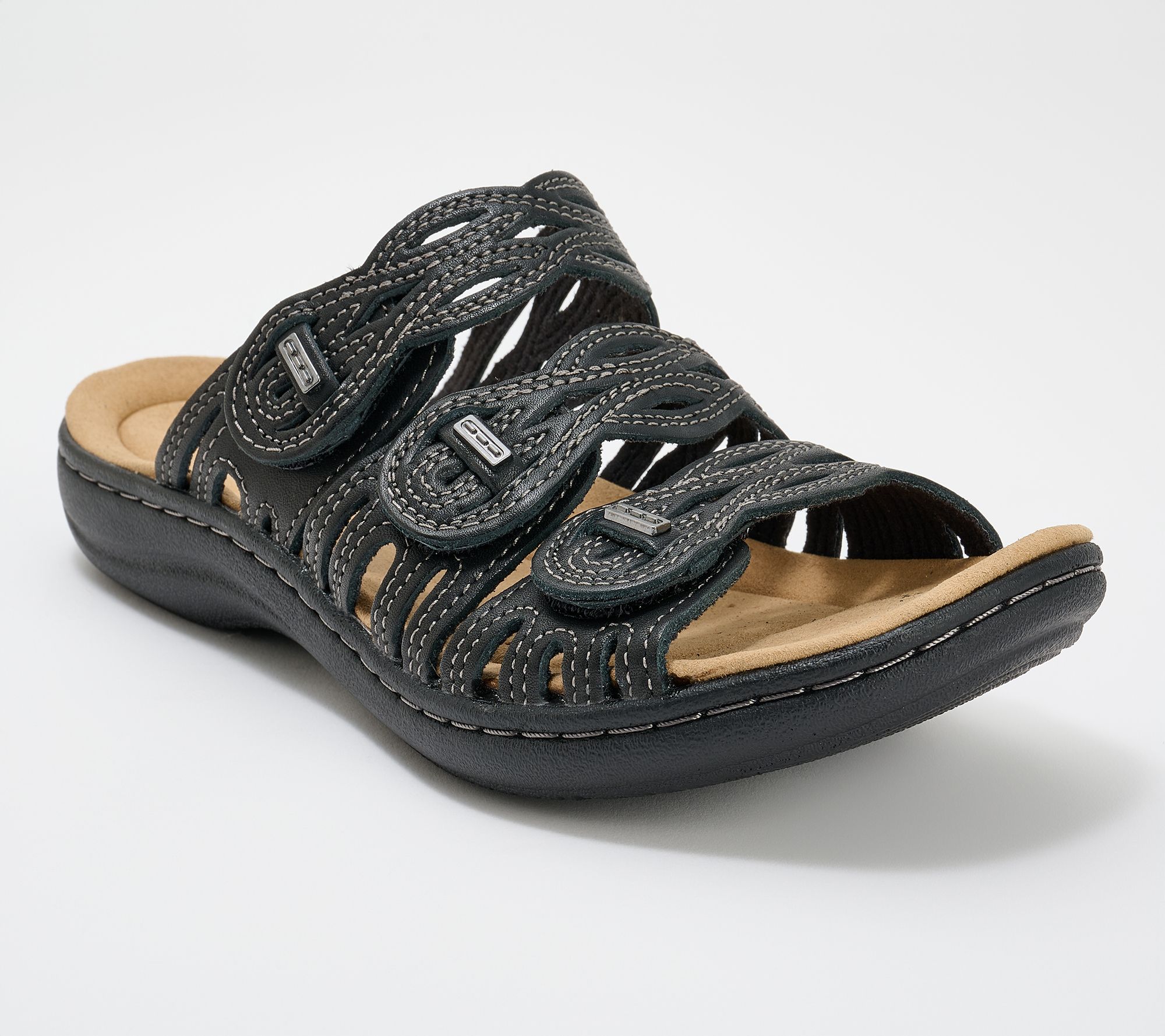 Clarks Collection Leather Slide Sandals- Laurieann Ruby