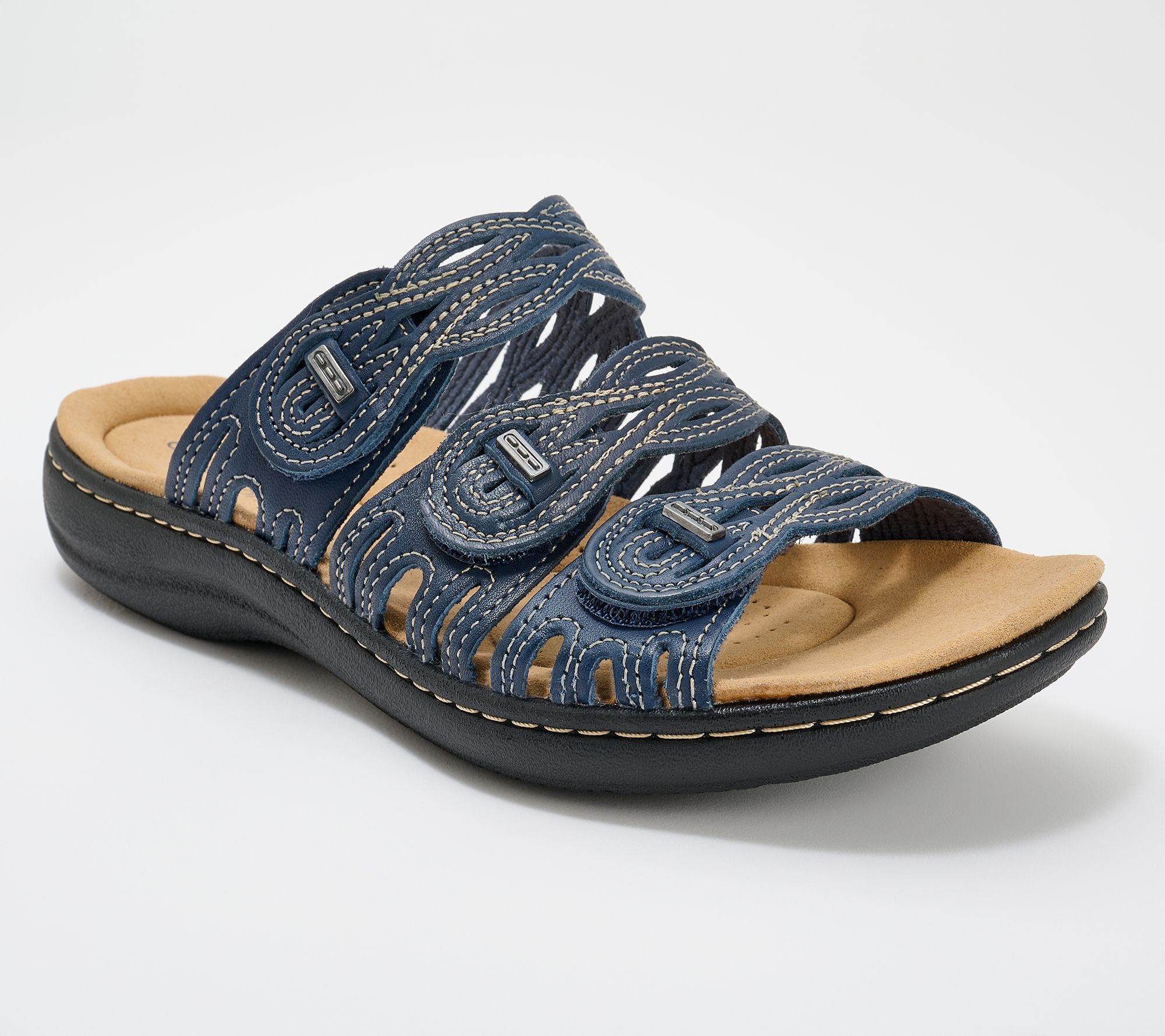Clarks Collection Leather Slide Sandals- Laurieann Ruby