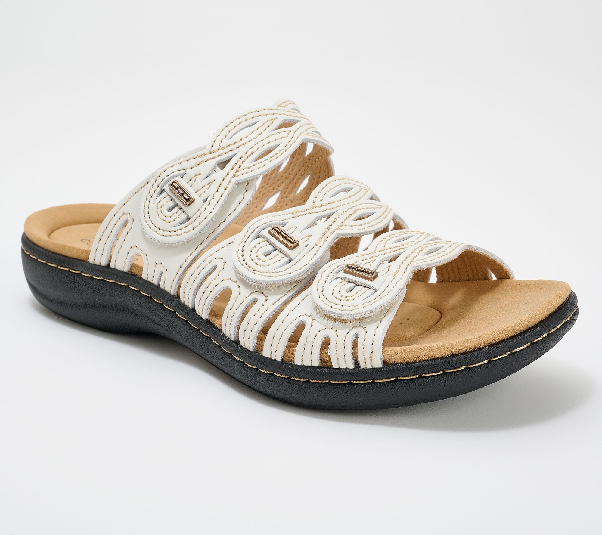 Clarks Collection Leather Slide Sandals- Laurieann Ruby