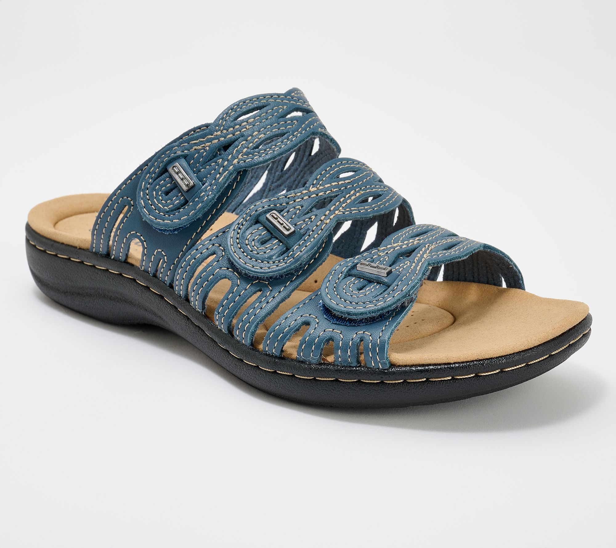 Clarks Collection Leather Slide Sandals- Laurieann Ruby