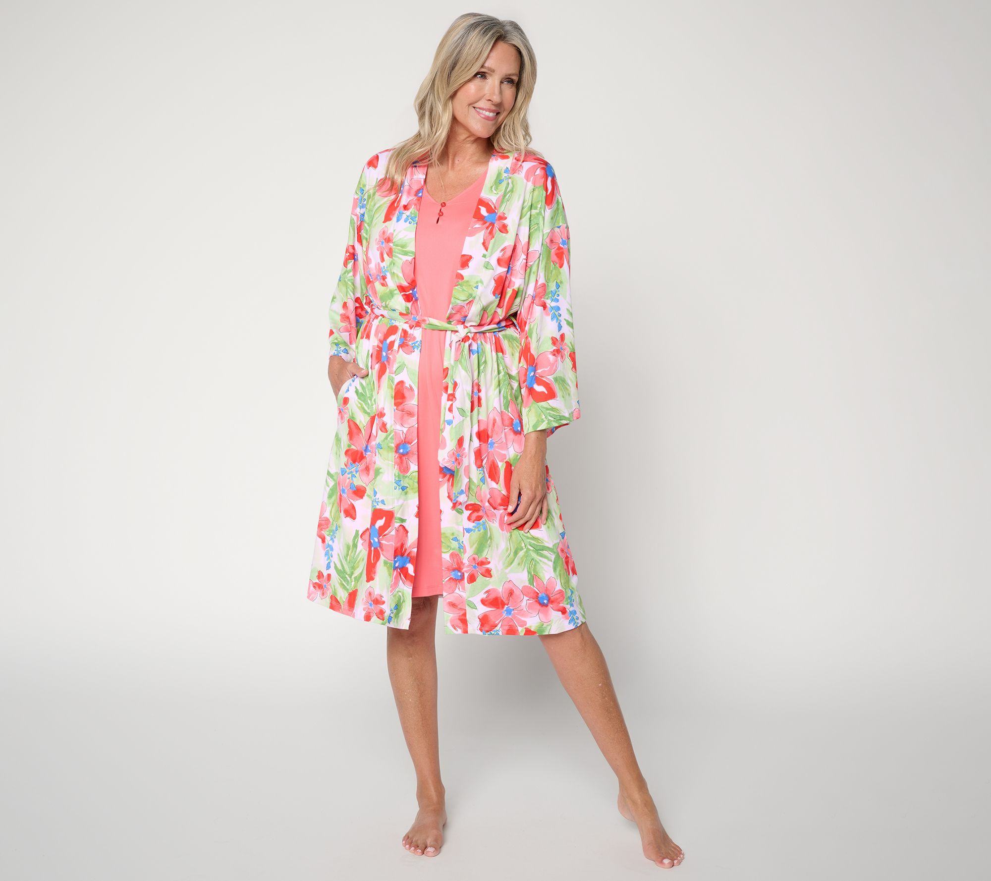 Carole Hochman Henley Gown and Fluttr Robe Travel Set