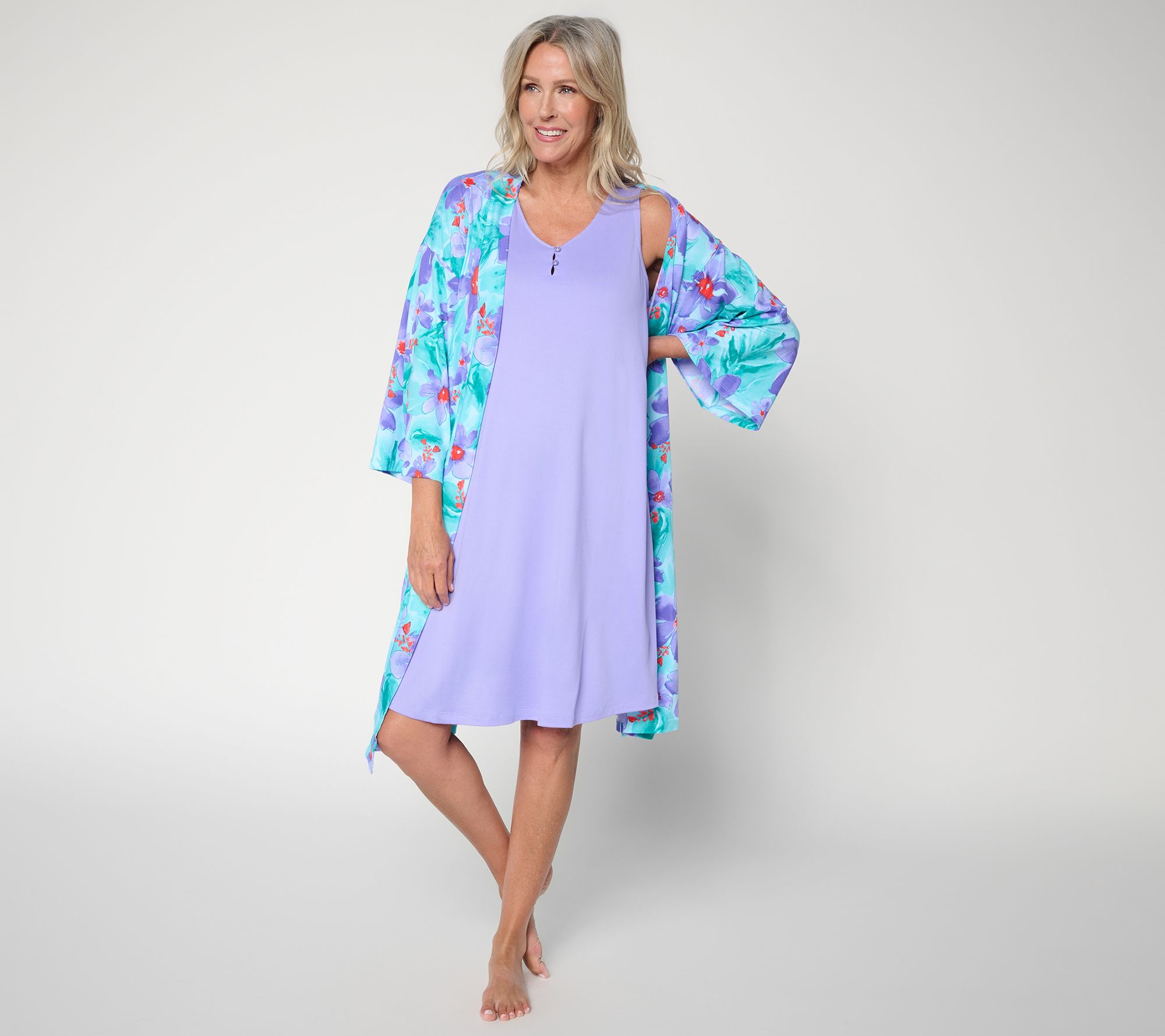Carole Hochman Henley Gown and Fluttr Robe Travel Set