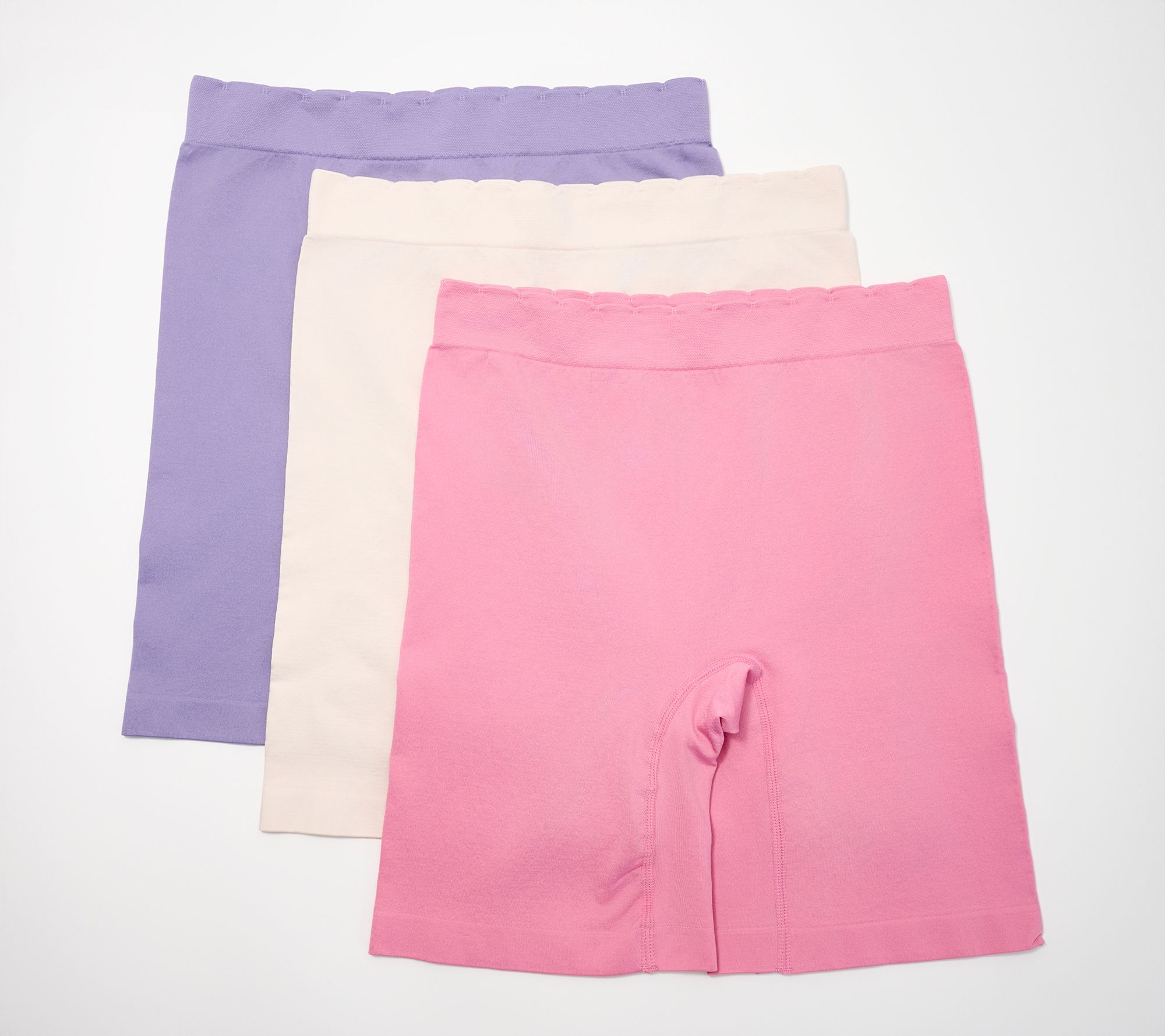 Breezies Seamless Comfort Long Leg Panty with Scallop 3 Pack