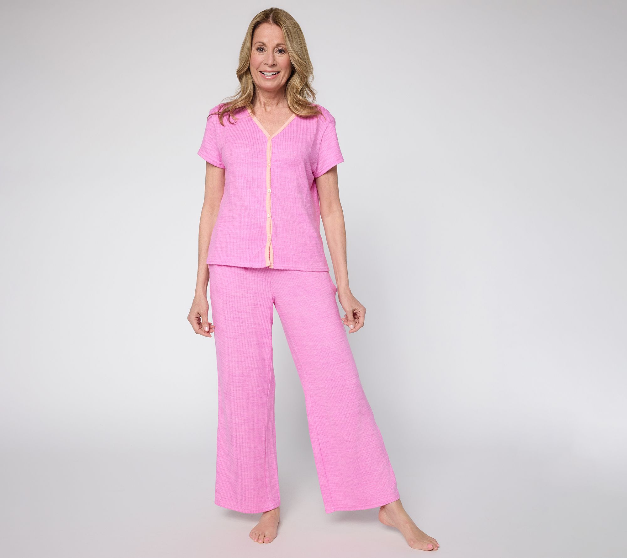 MUK LUKS Ribbed Butterknit Short Sleeve Lounge Set