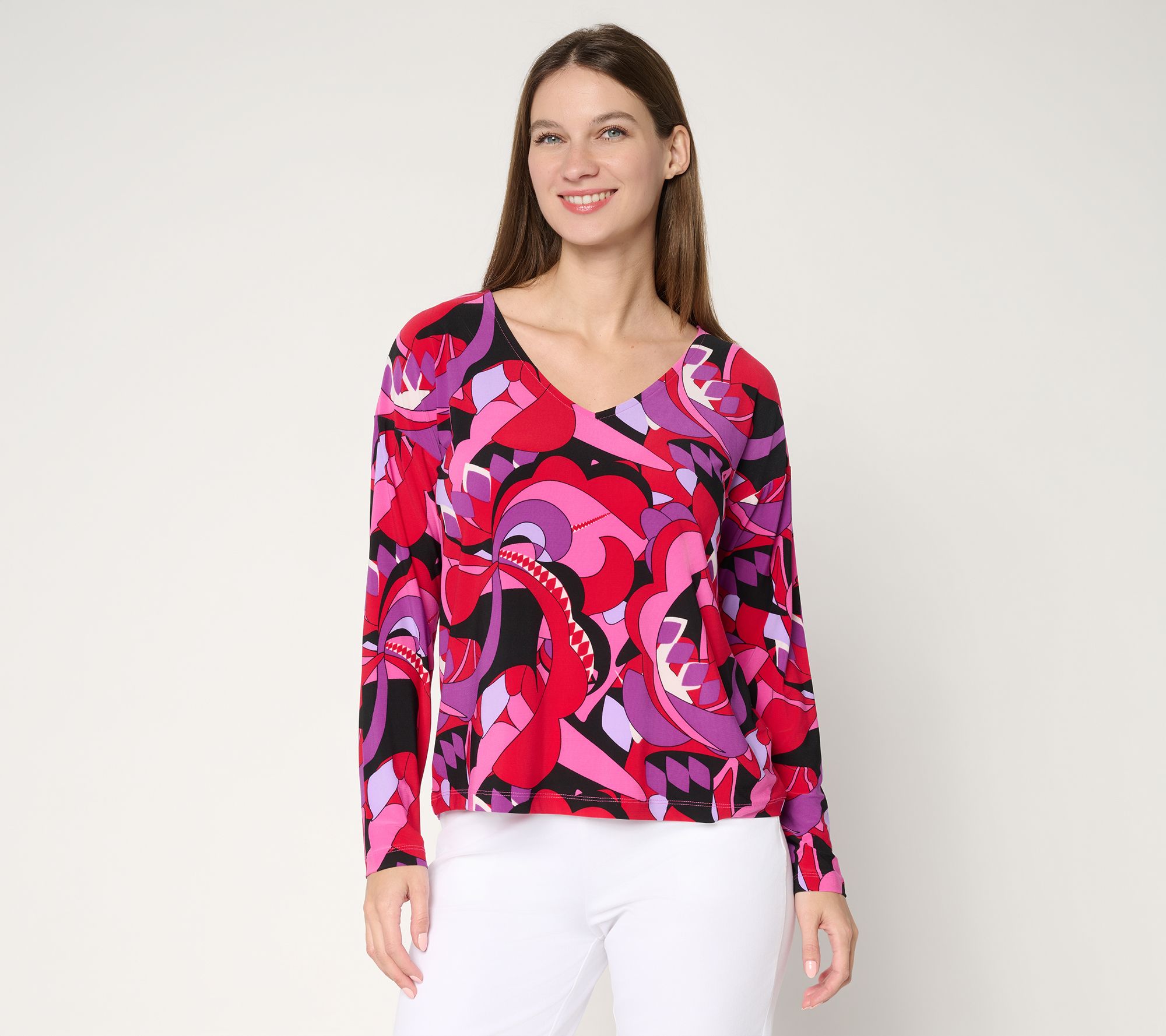 Attitudes by Renee Printed Como Jersey Top