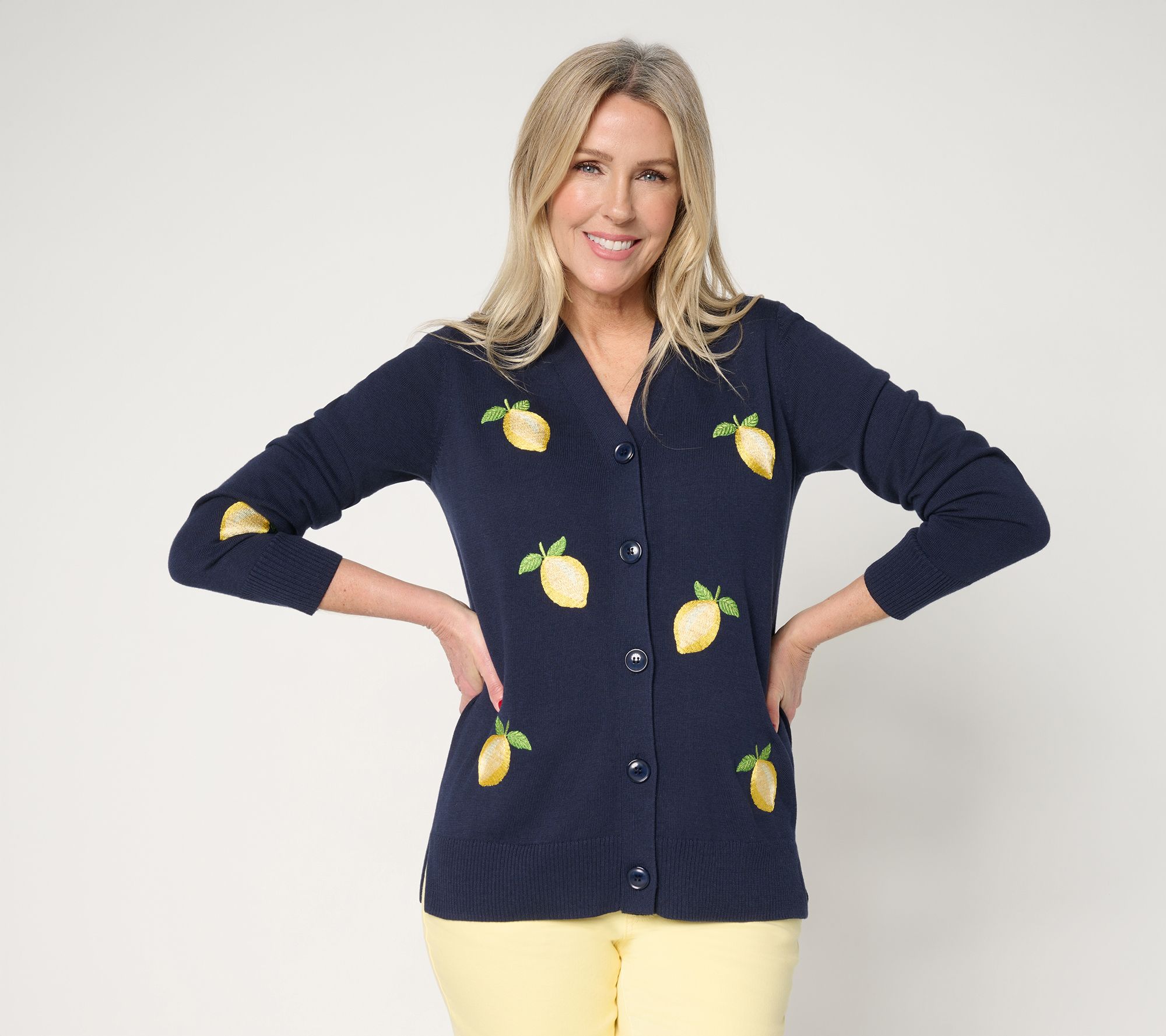 Belle by Kim Gravel Zest is More Lemon Button Front Cardigan