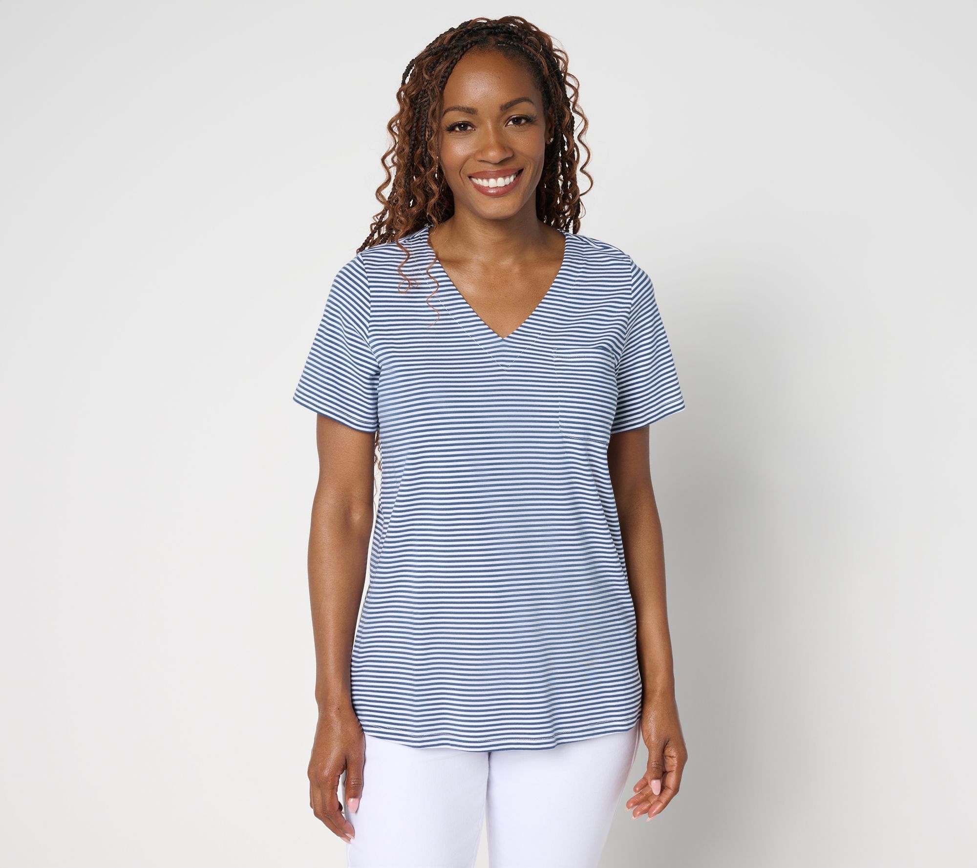 "As Is" Belle by Kim Gravel Primabelle Knit Mini Stripe Weekender Top