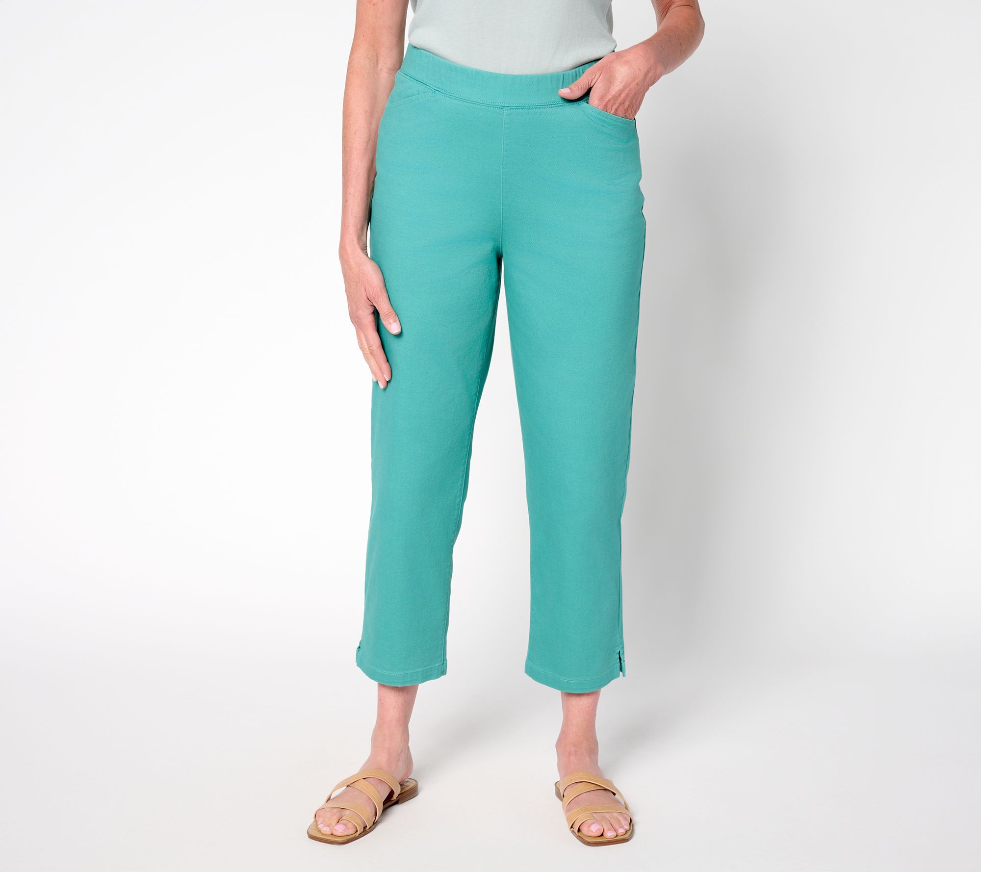 "As Is" Denim & Co. Pet Twill Straight Leg Crop Pant
