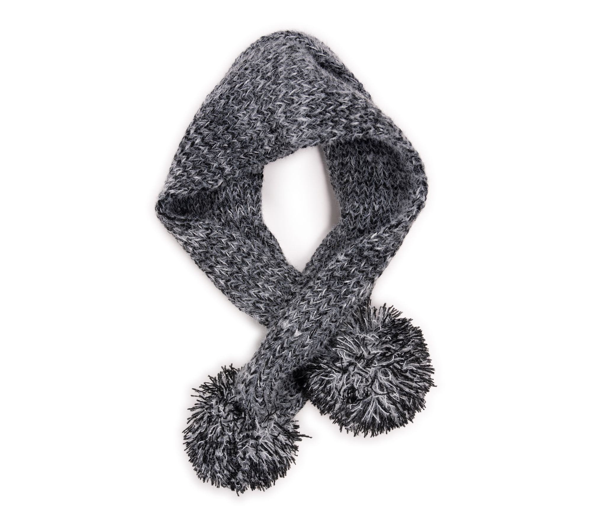 MUK LUKS Women's Eyelash Yarn Scarf with Pom-Pom Detail